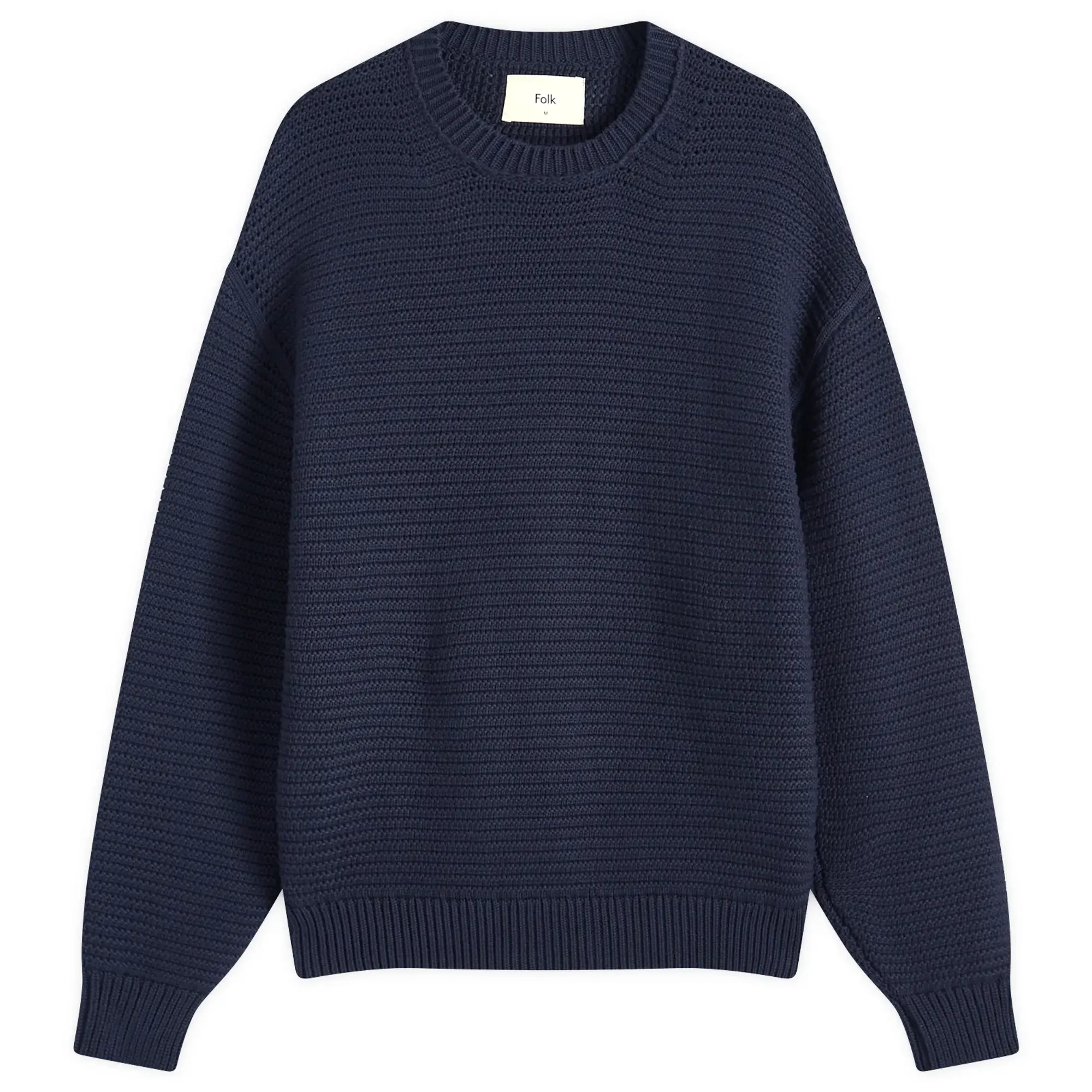 Folk Men's Drop Shoulder Knit Jumper Navy