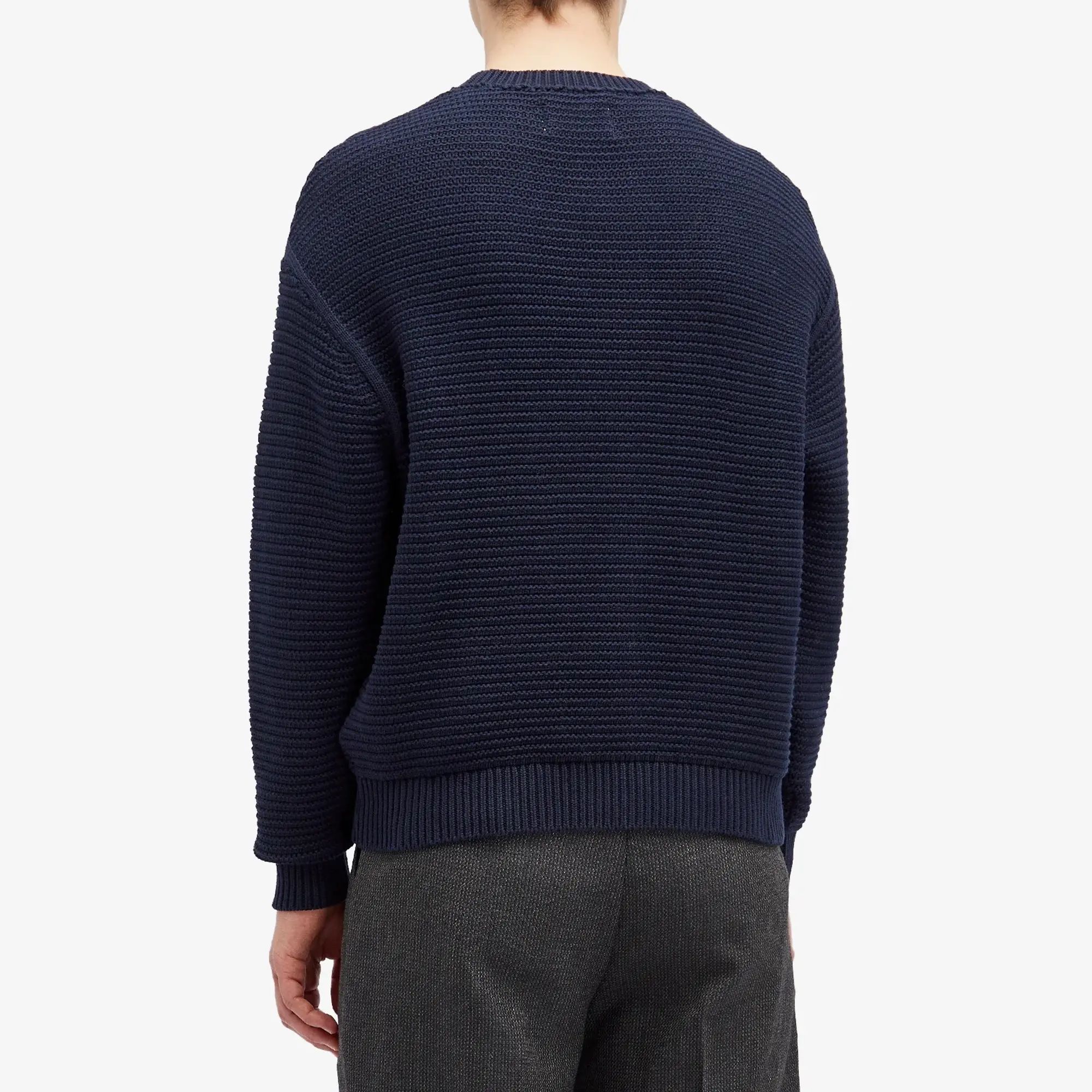 Folk Men's Drop Shoulder Knit Jumper Navy