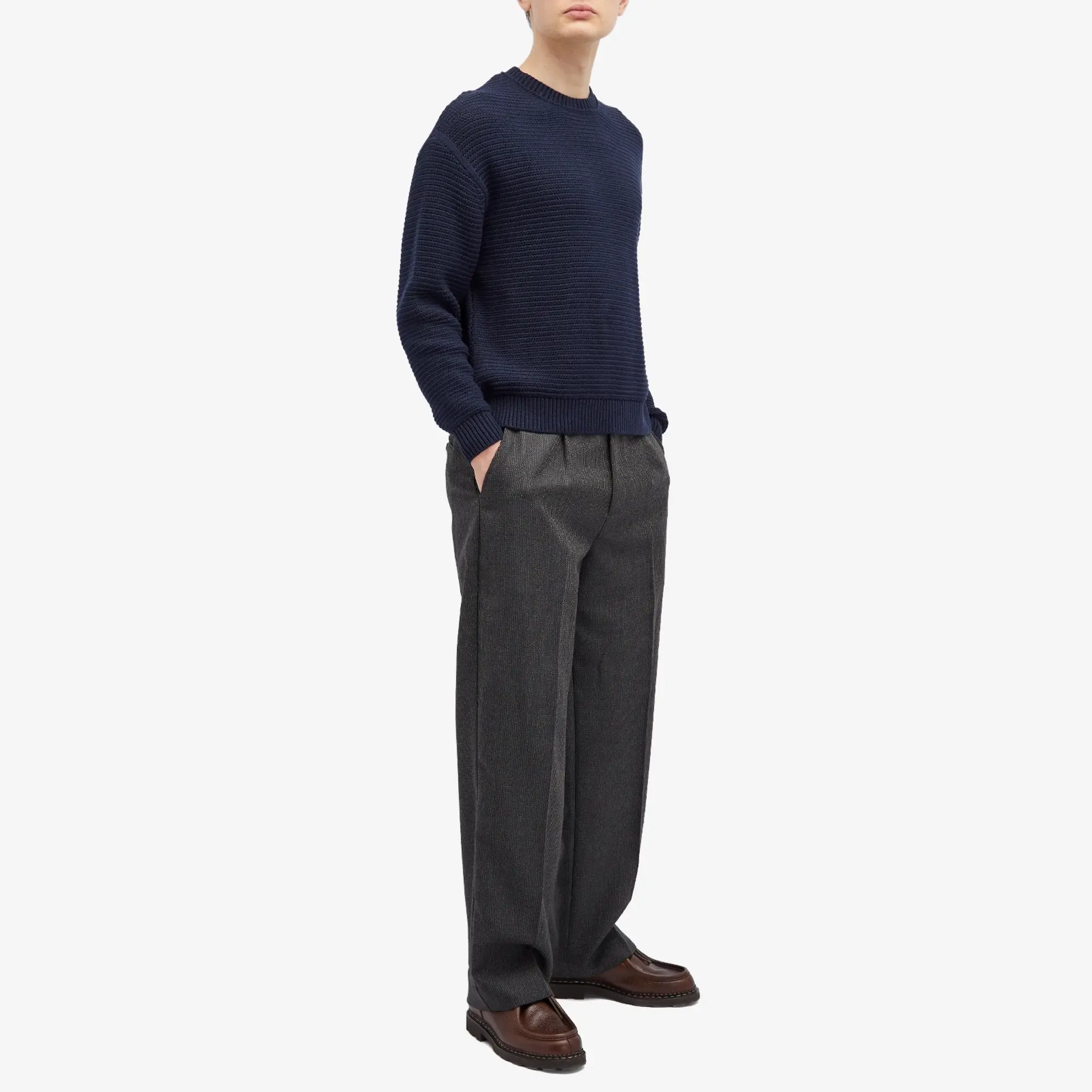 Folk Men's Drop Shoulder Knit Jumper Navy