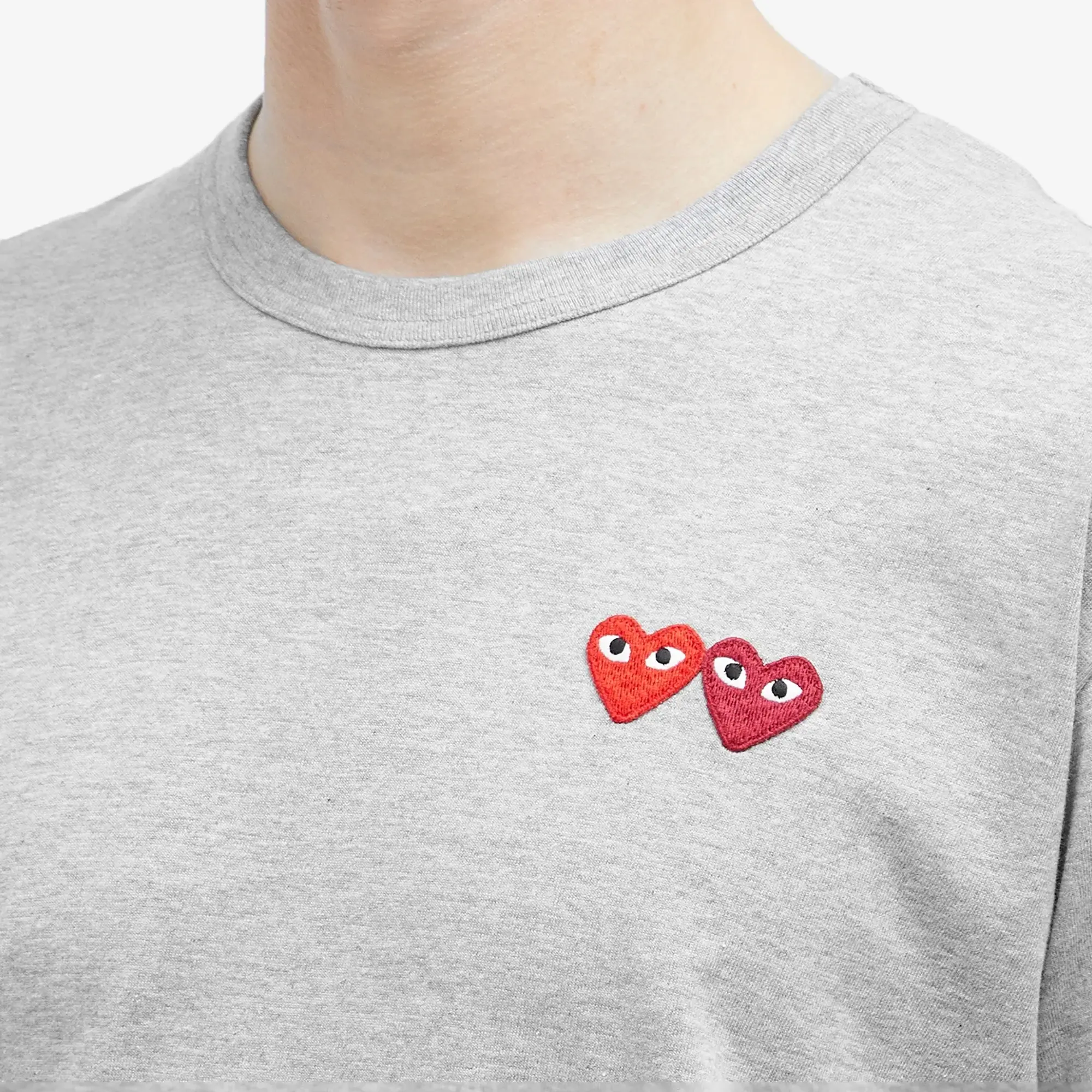 Comme des Garçons Play Men's Double Heart T-Shirt Grey