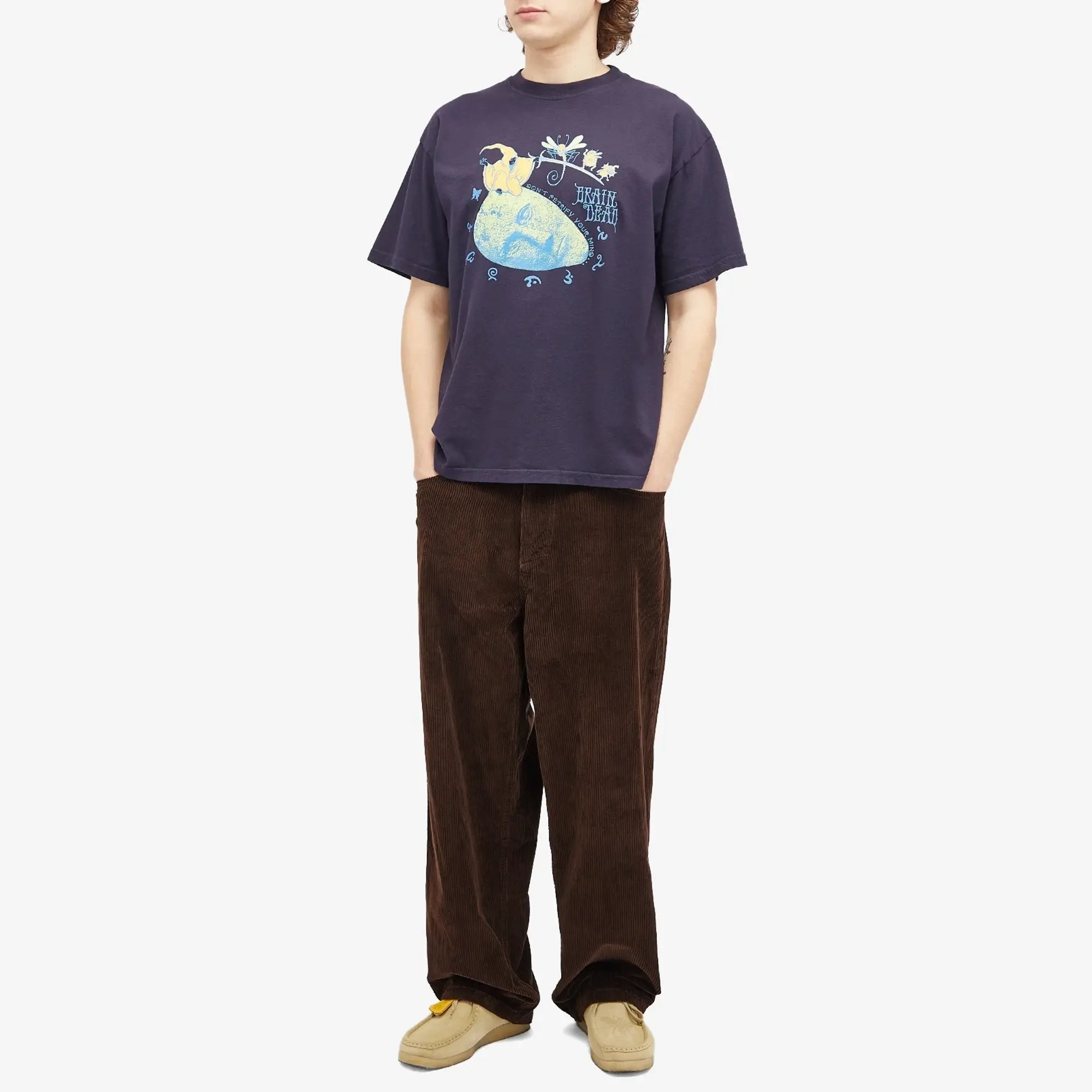 Brain Dead Men's Petrified Mind T-Shirt Navy