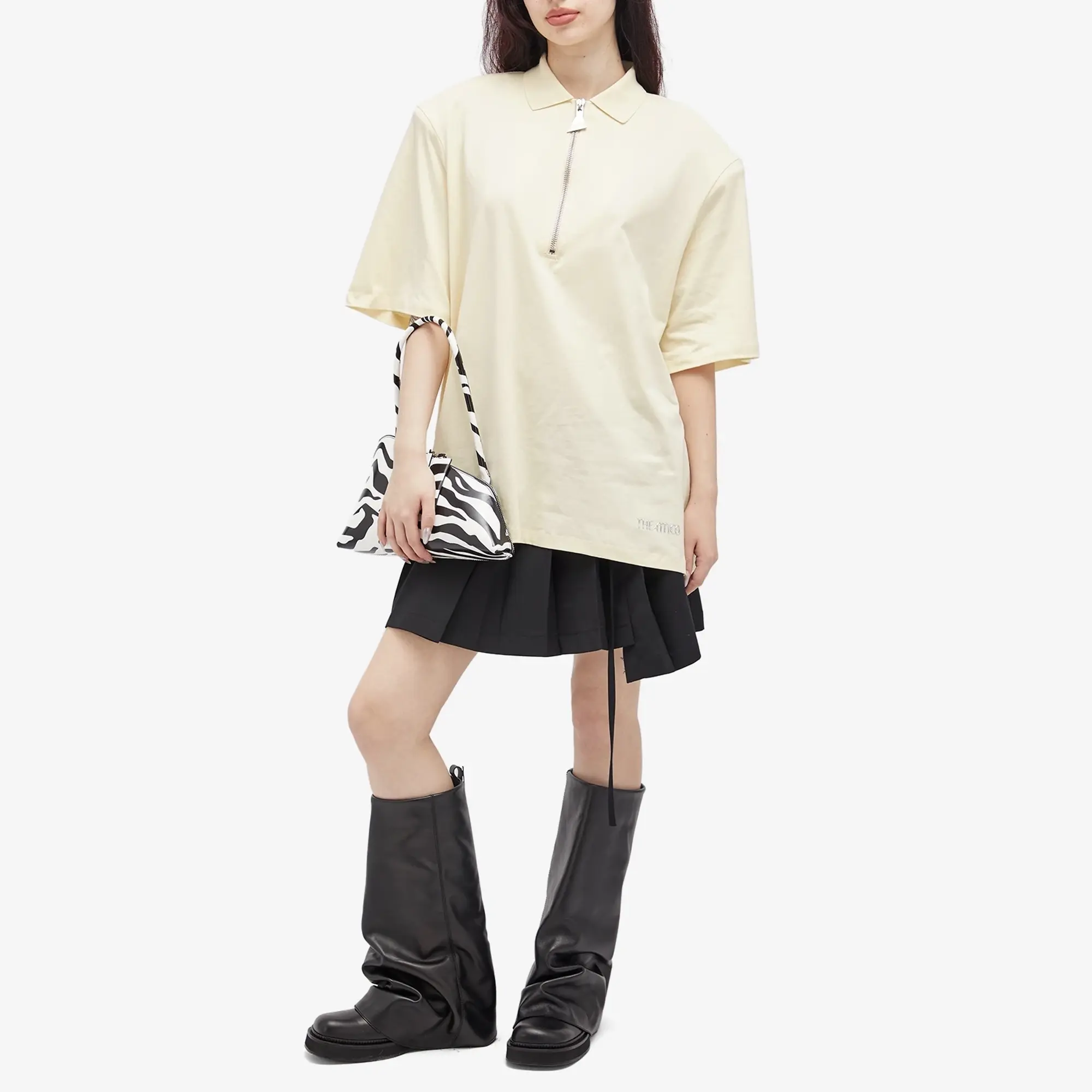 The Attico Women's Zip Front T-Shirt Butter