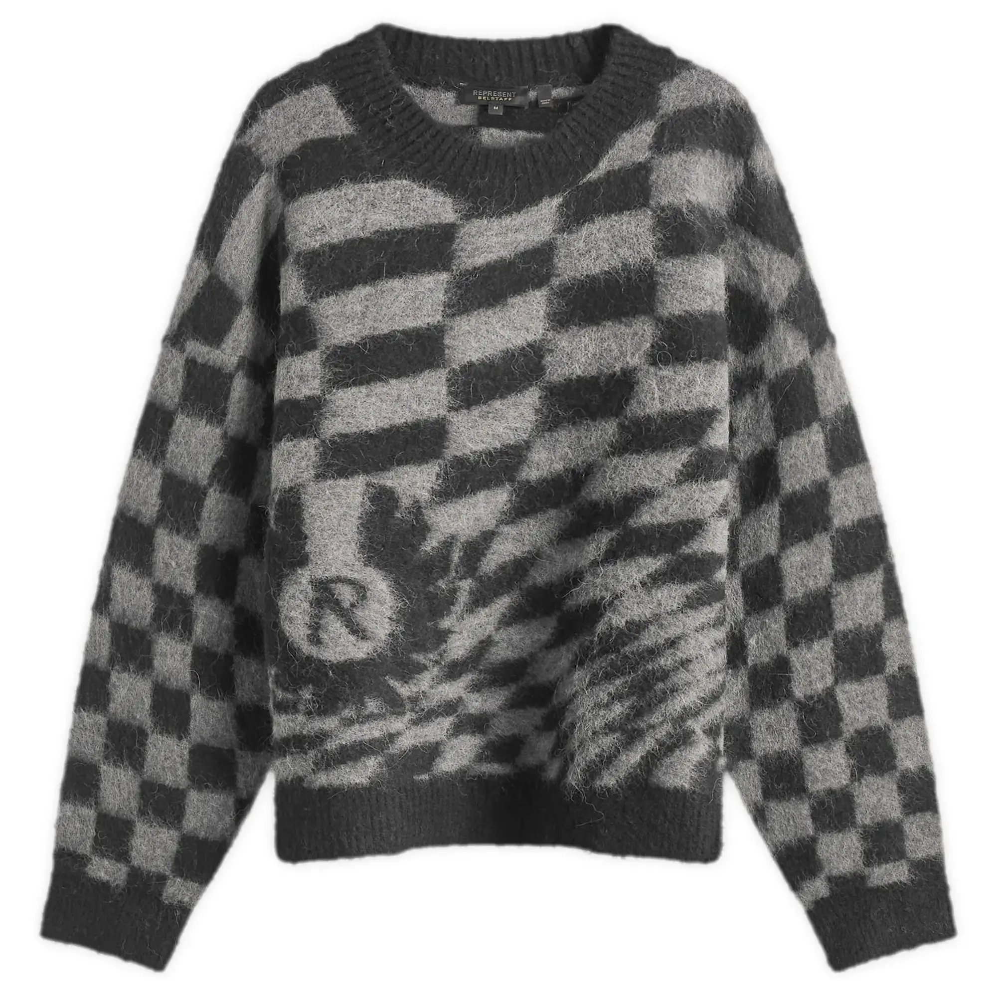 Represent Men's x Belstaff Checkerboard Knit Sweater Shadow
