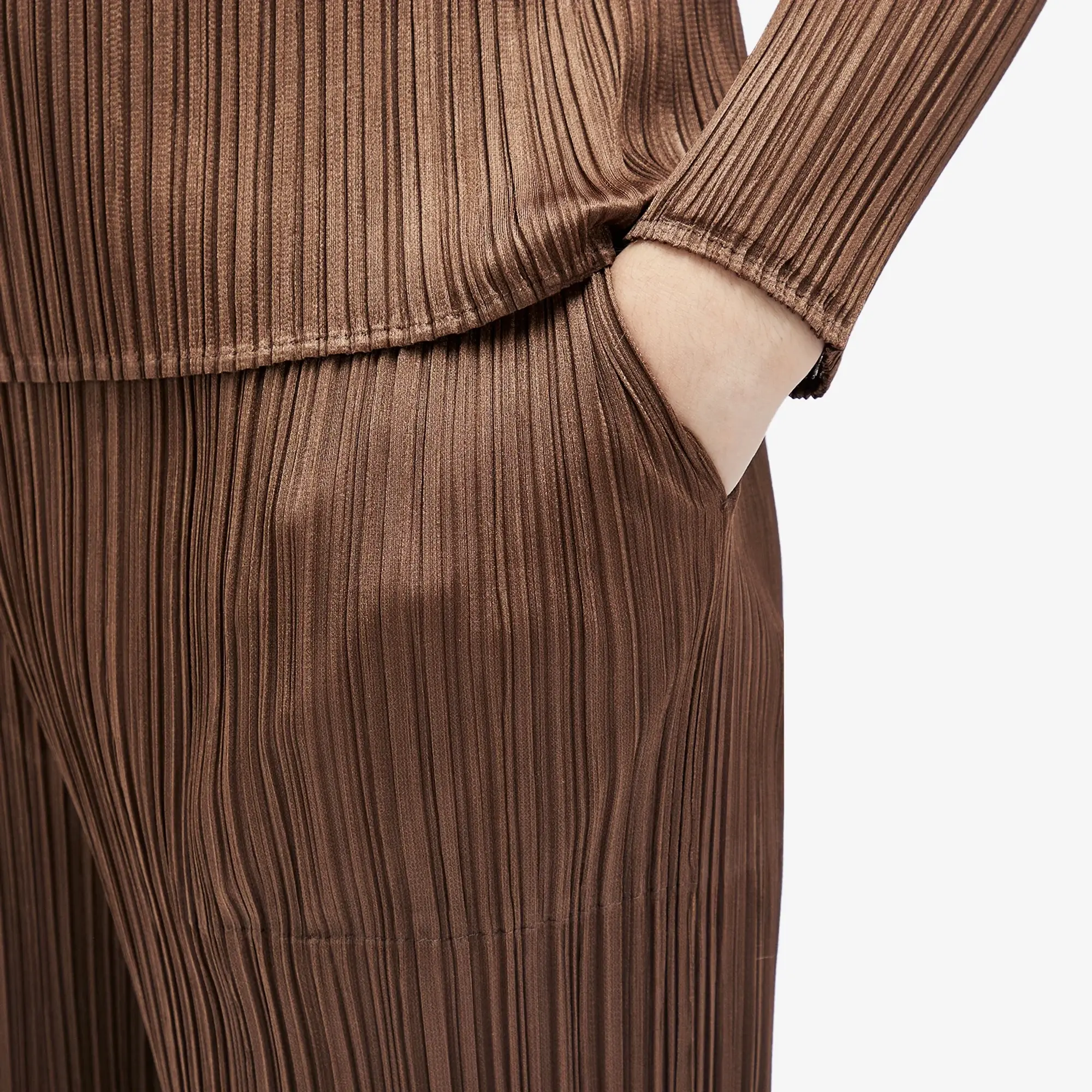 Pleats Please Issey Miyake Women's Trousers 44-Brown