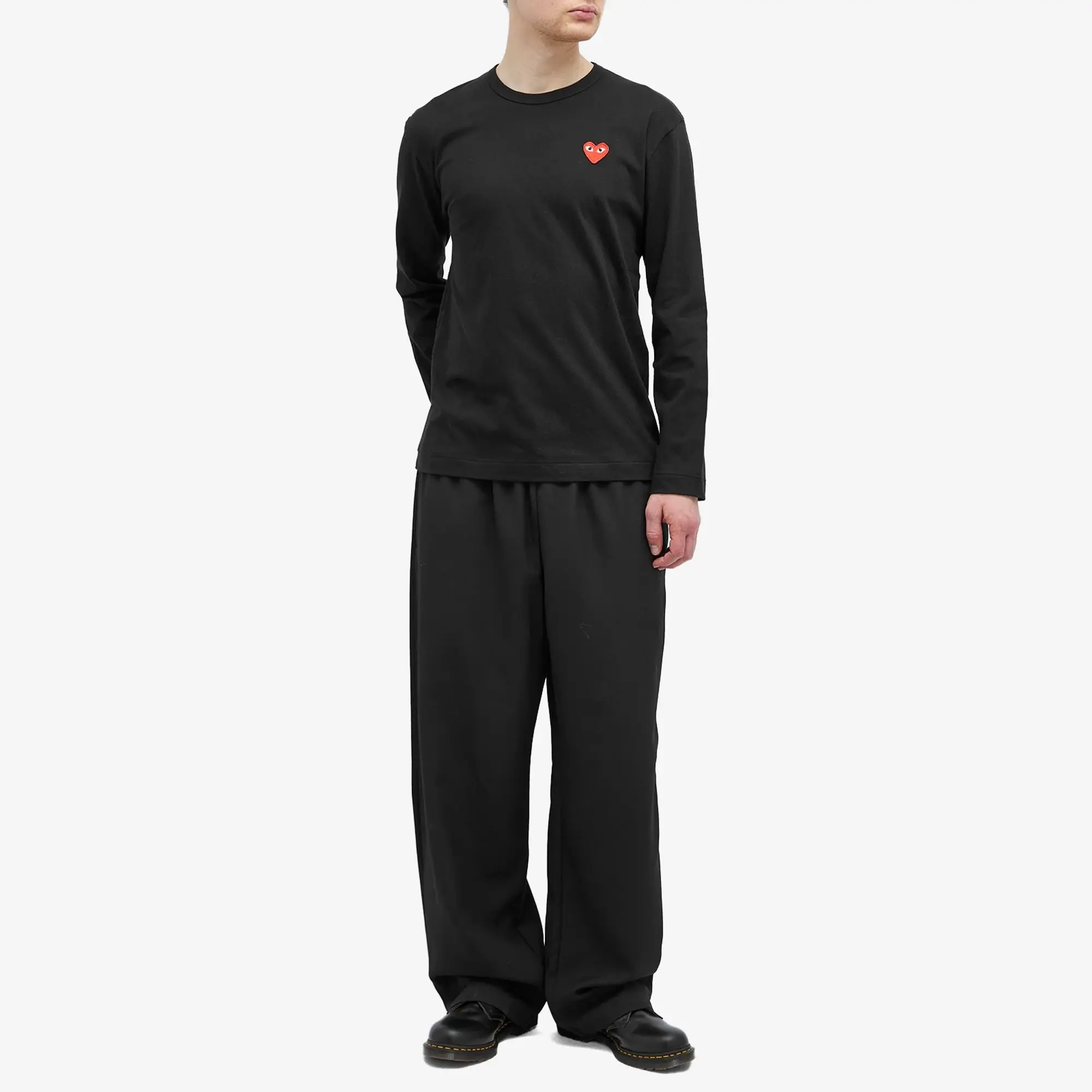 Comme des Garçons Play Men's Long Sleeve Basic Logo T-Shirt Black/Red