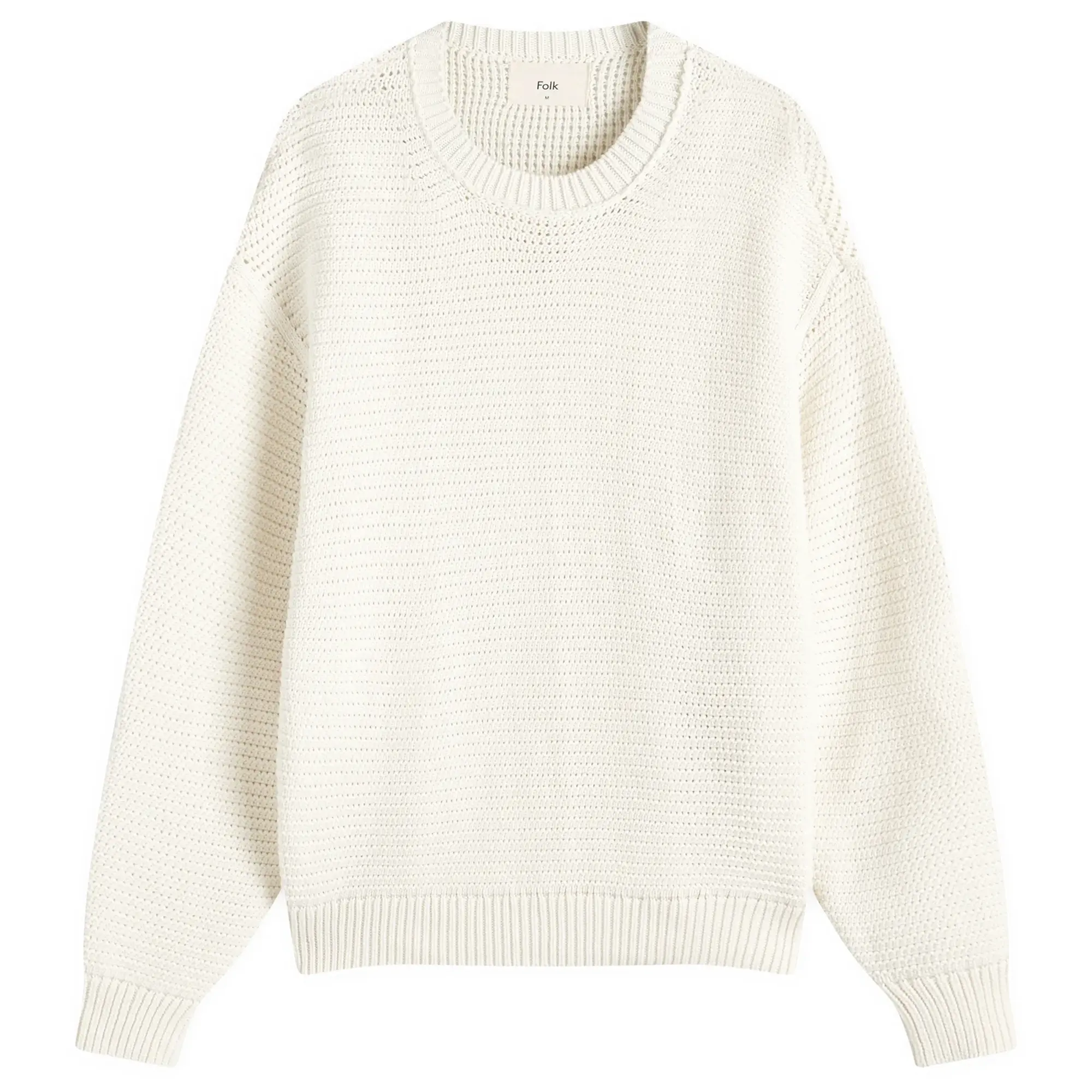 Folk Men's Drop Shoulder Knit Jumper Ecru