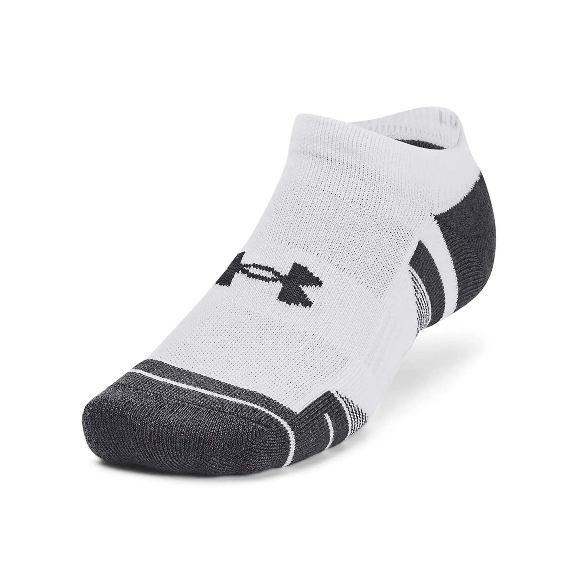 Unisex  Under Armour  Performance Tech 3-Pack No Show Socks White / White / Jet Gray XL