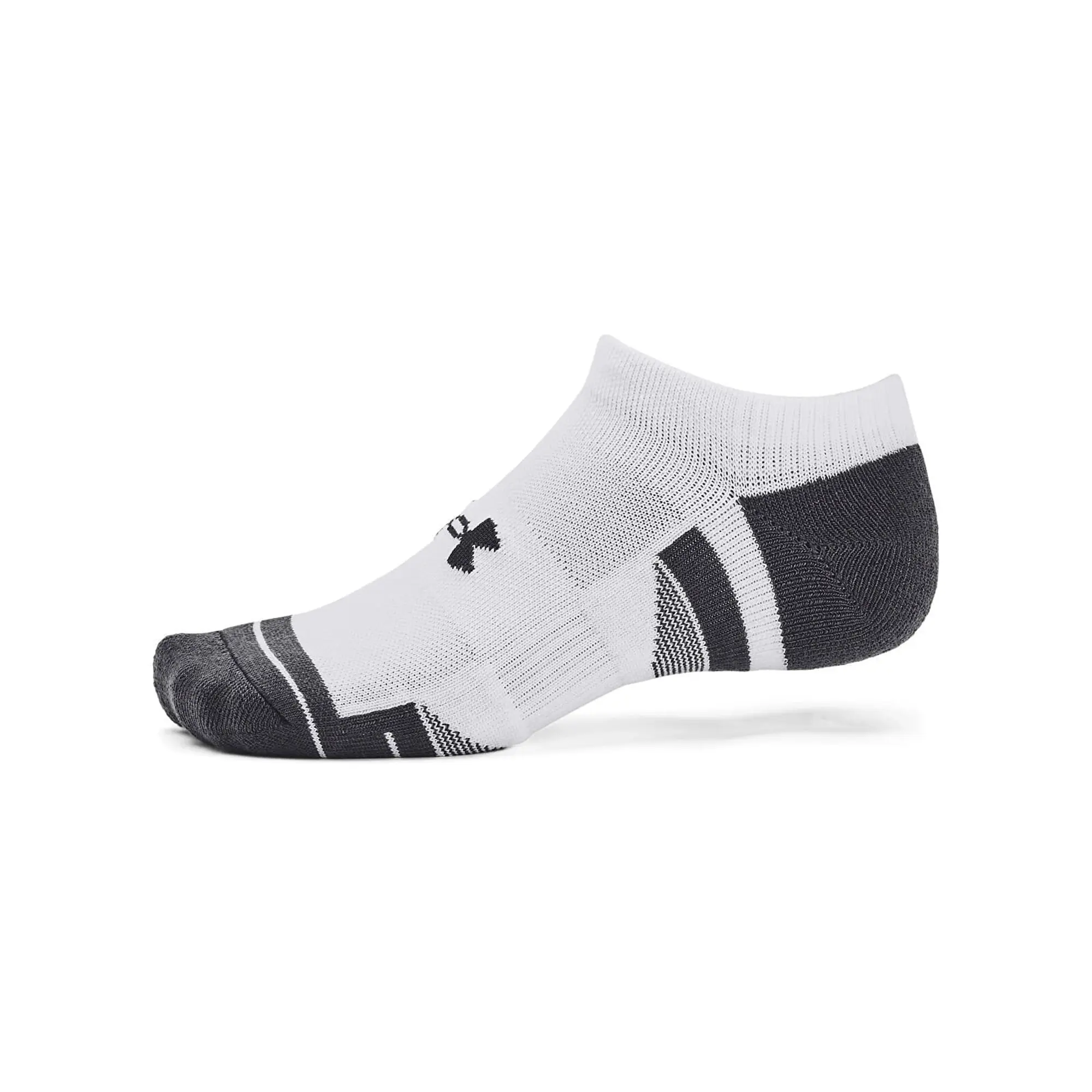 Unisex  Under Armour  Performance Tech 3-Pack No Show Socks White / White / Jet Gray XL