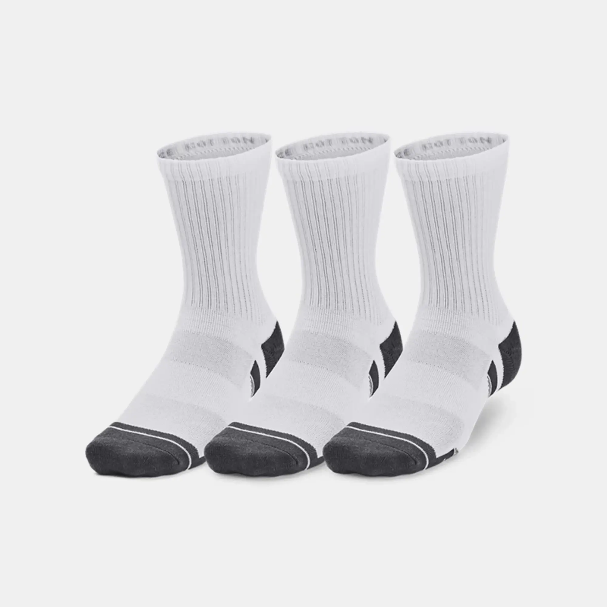 Unisex  Under Armour  Performance Cotton 3-Pack Mid-Crew Socks White / White / Pitch Gray XL