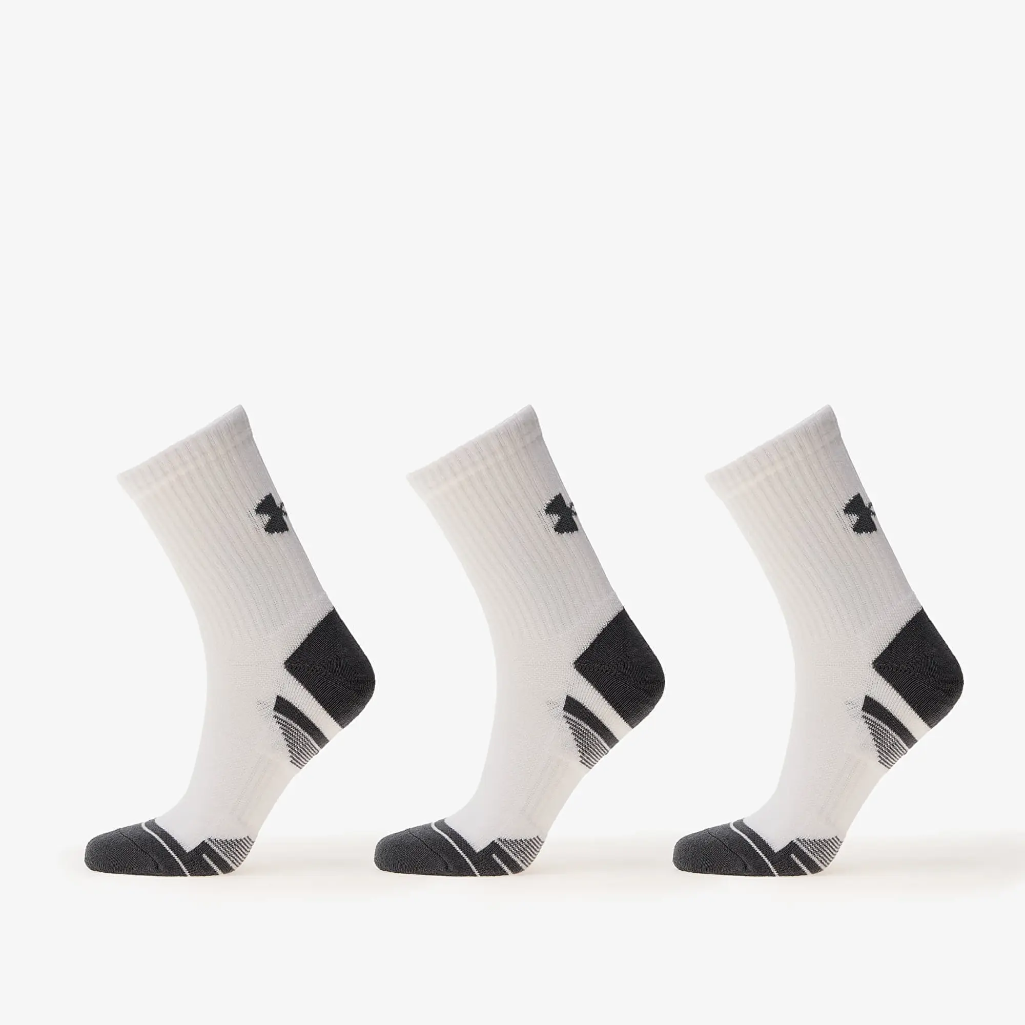 Unisex  Under Armour  Performance Cotton 3-Pack Mid-Crew Socks White / White / Pitch Gray XL