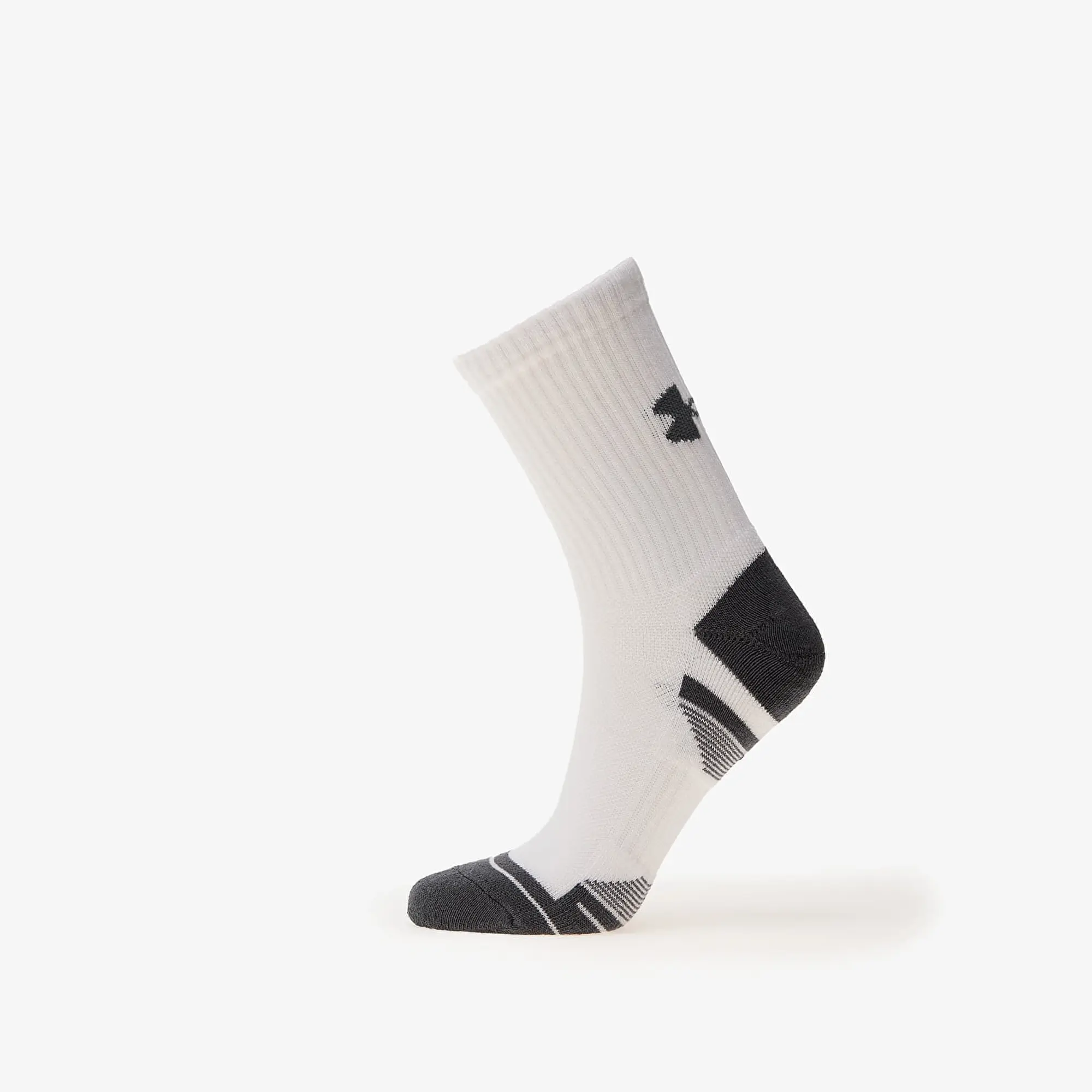 Unisex  Under Armour  Performance Cotton 3-Pack Mid-Crew Socks White / White / Pitch Gray XL