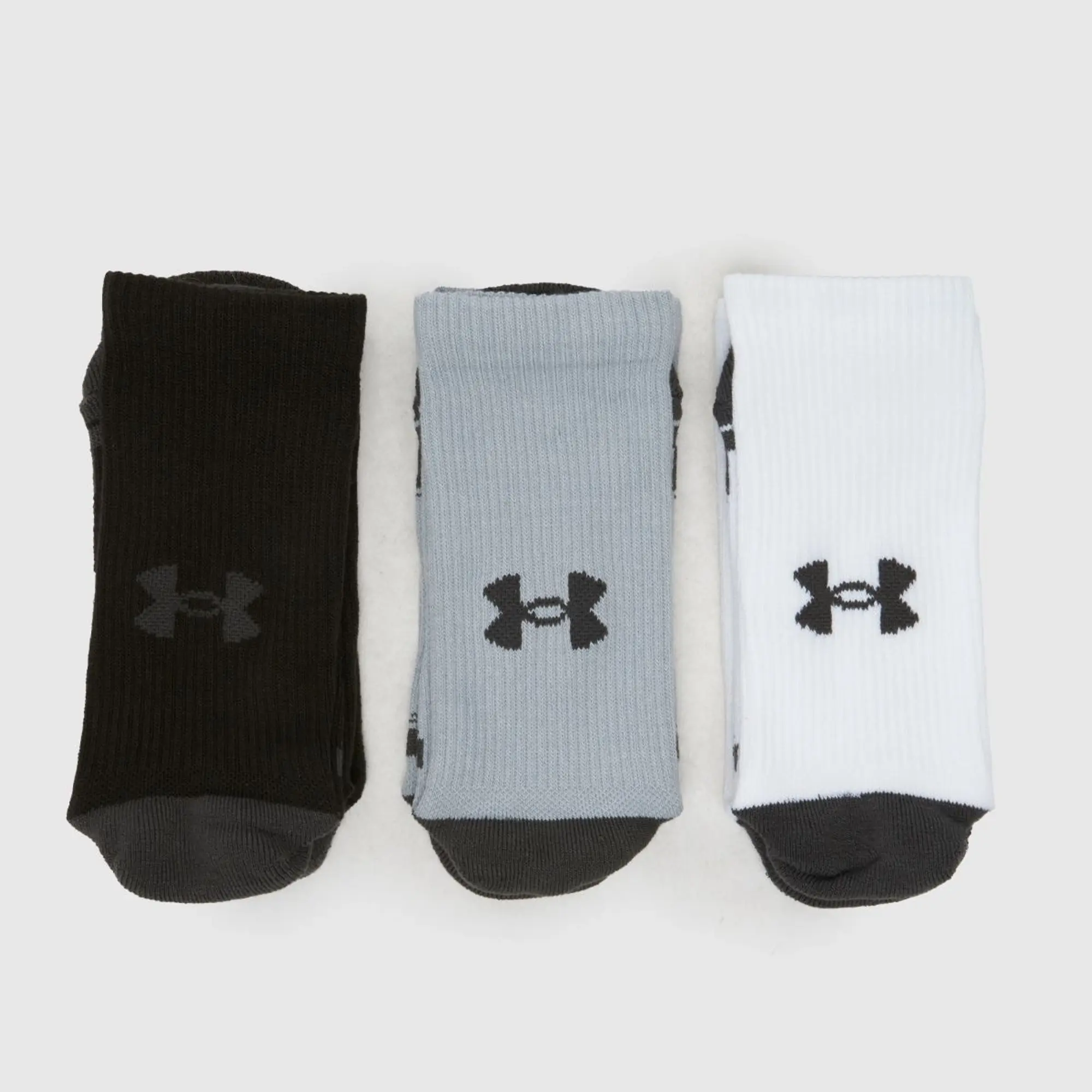 Unisex  Under Armour  Performance Tech 3-Pack Crew Socks Mod Gray / White / Jet Gray L