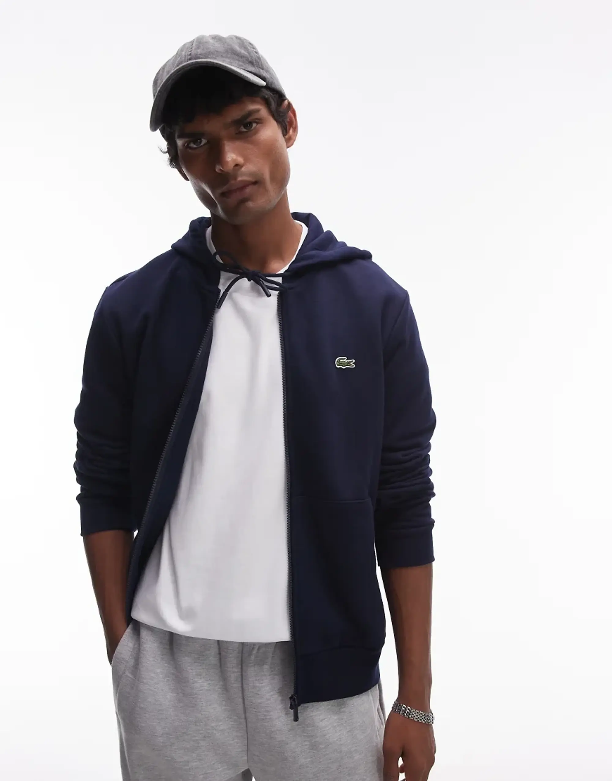 Lacoste Zip-Up Fleece Hoodie - Midnight Blue