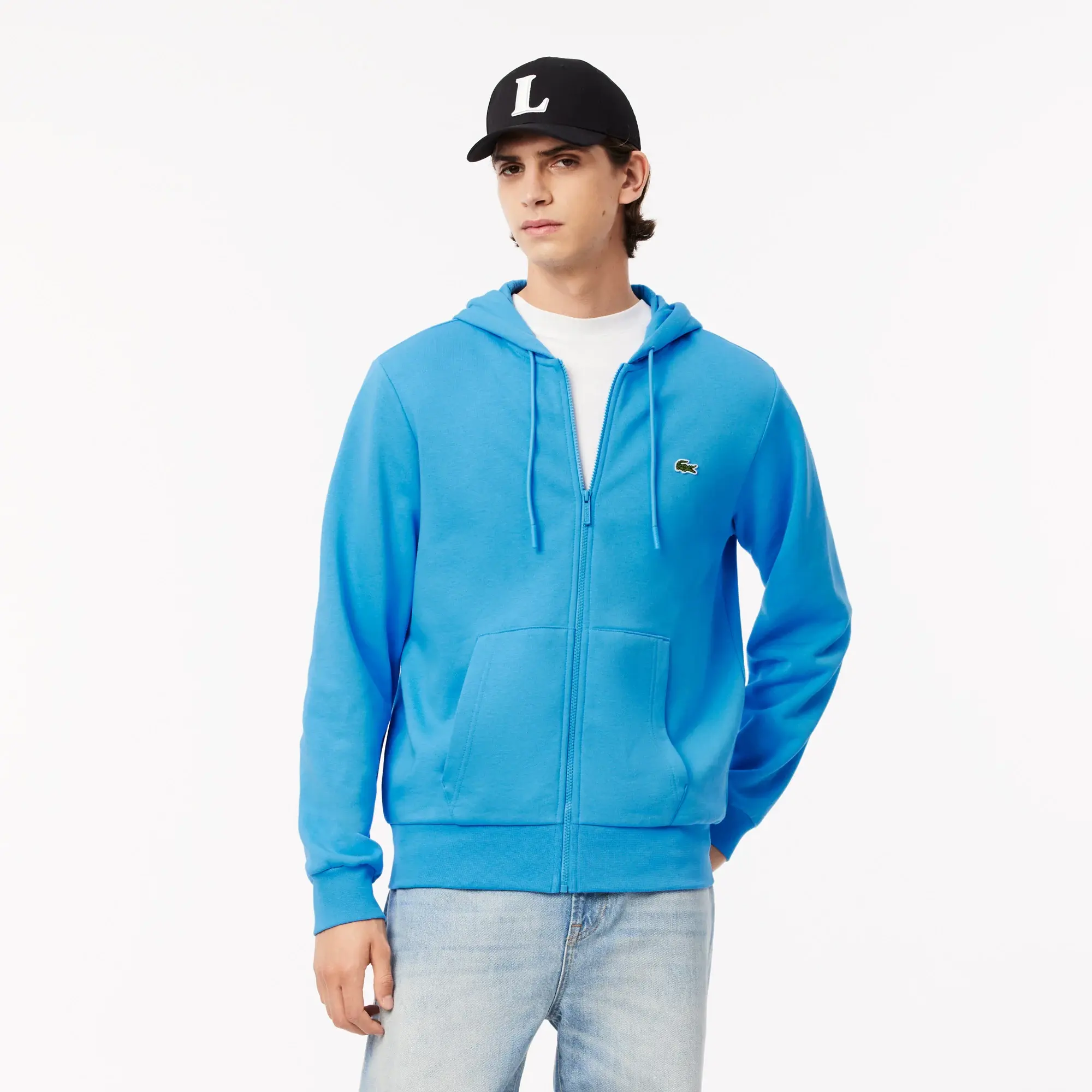 Lacoste Zip-Up Fleece Hoodie - Blue