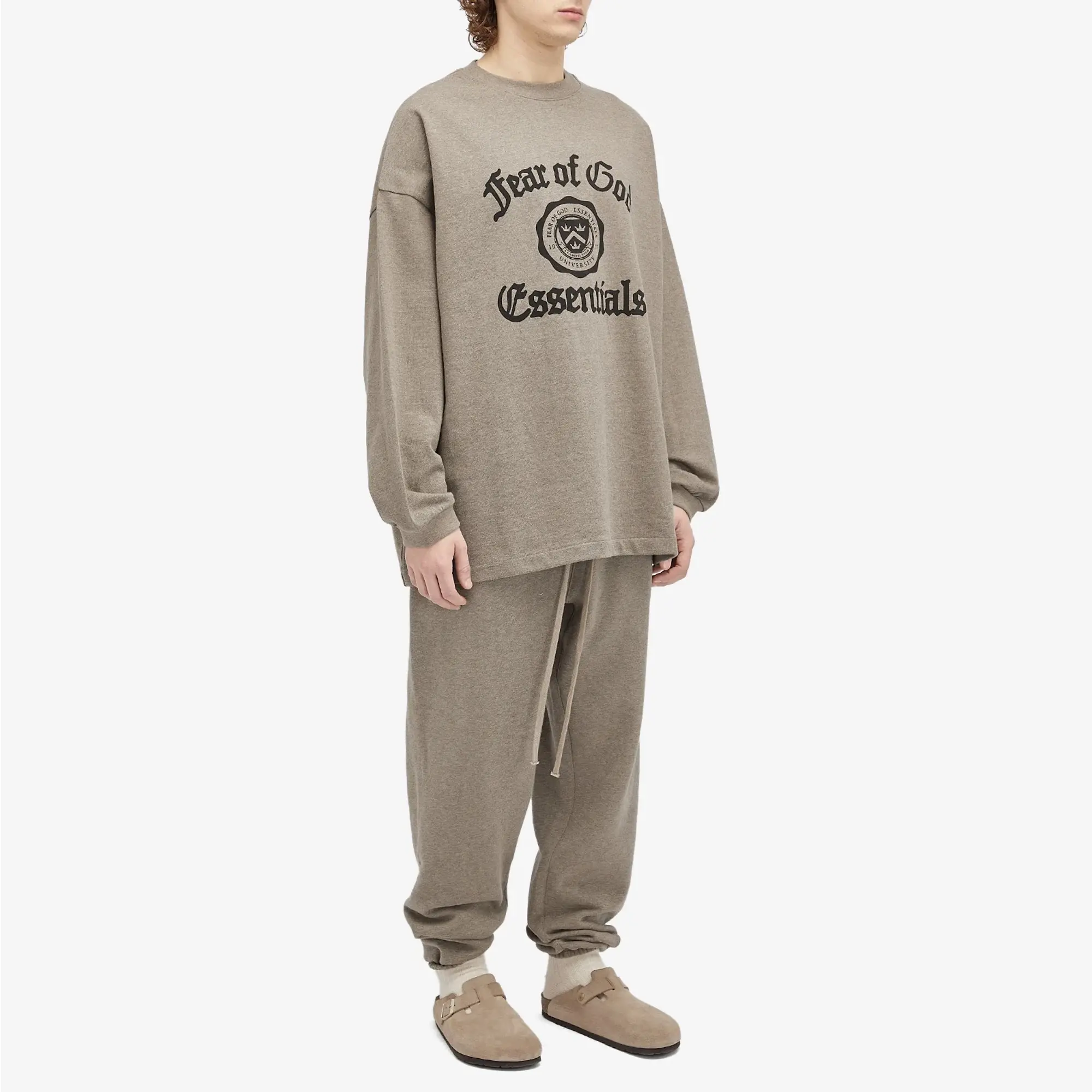 Fear of God ESSENTIALS Men's University Long Sleeve T-Shirt Heather Grey