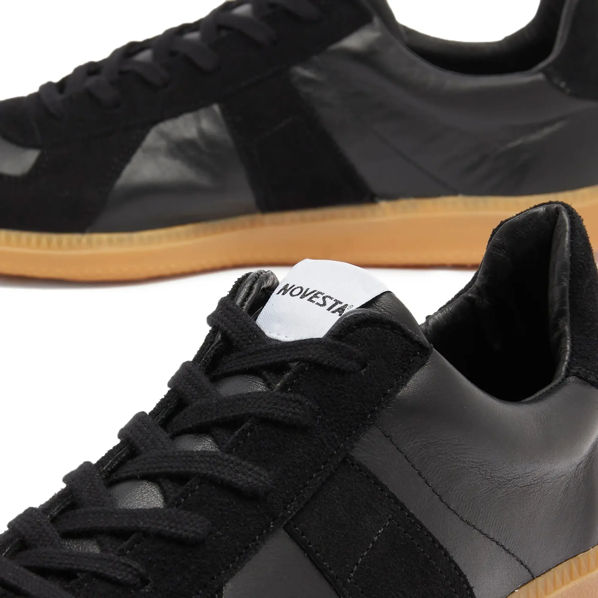 Novesta Men's GAT Leather Court Sneaker Black/Transparent