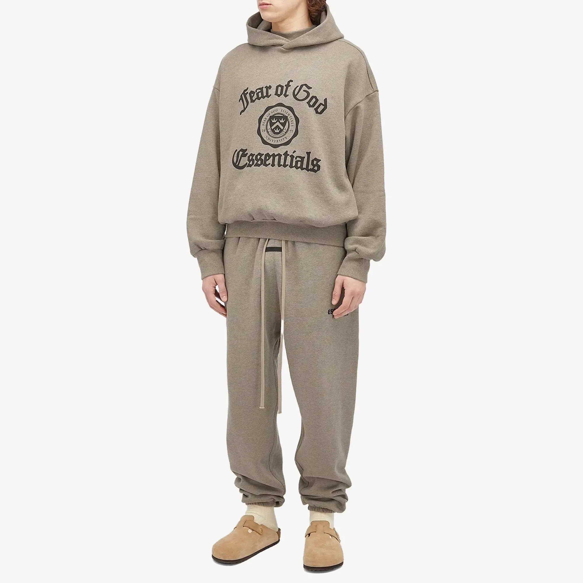 Fear of God ESSENTIALS Men's Heavy Fleece Vintage Shrunken Hoodie Heather Grey