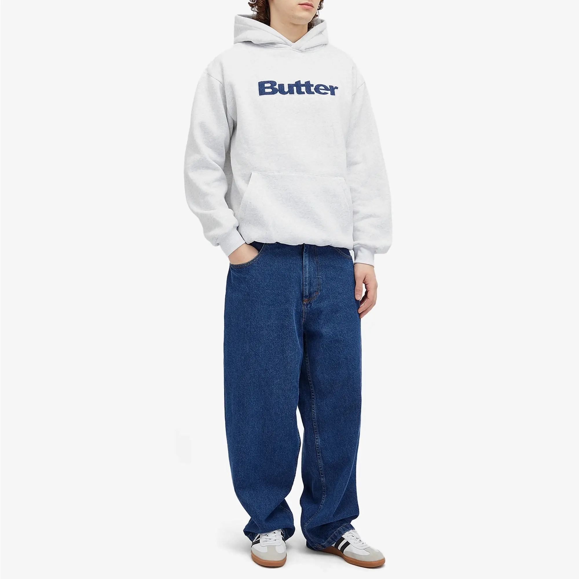 Butter Goods Men's Denim Logo Applique Hoodie Ash
