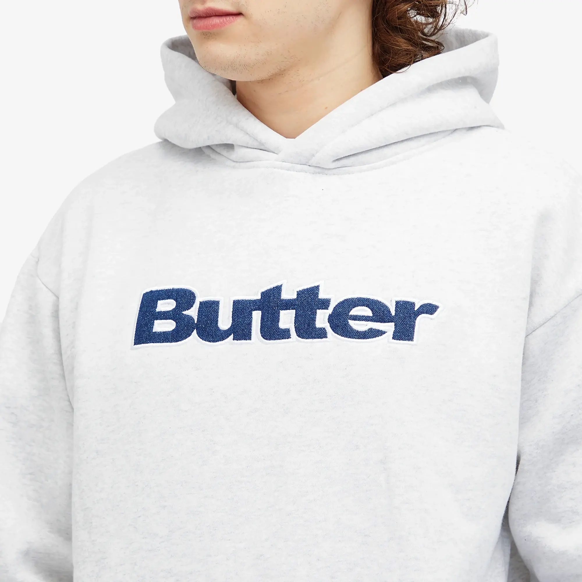 Butter Goods Men's Denim Logo Applique Hoodie Ash