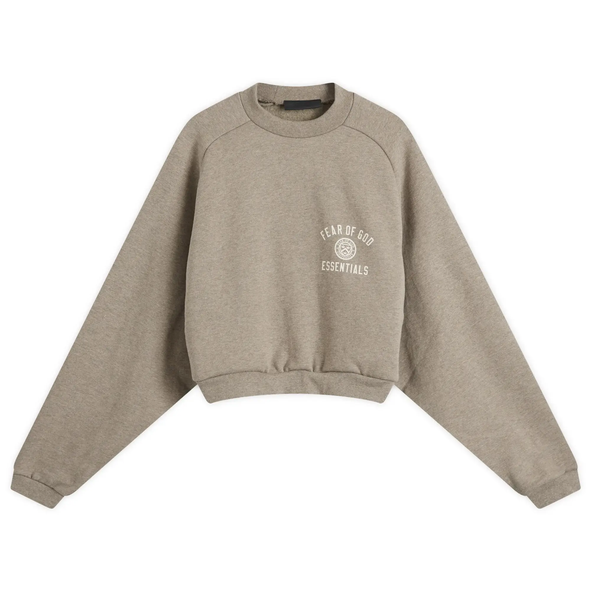 Fear of God ESSENTIALS Women's Fleece Cropped Crew Sweatshirt Heather Gray