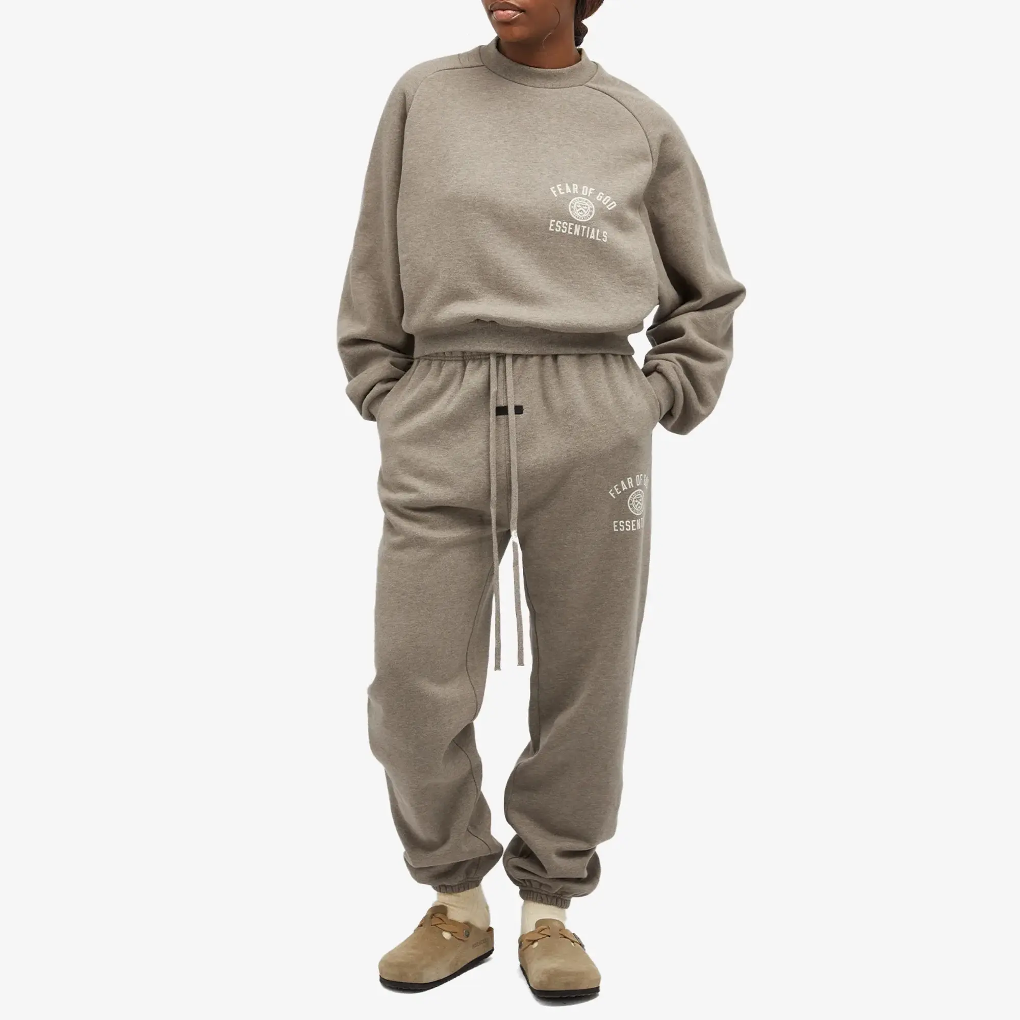 Fear of God ESSENTIALS Women's Fleece Cropped Crew Sweatshirt Heather Gray