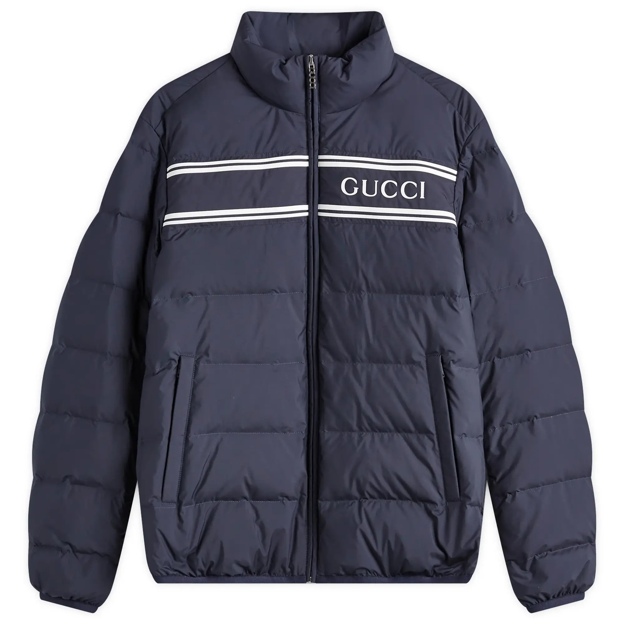 Gucci Men's Logo Lightweight Down Jacket Navy