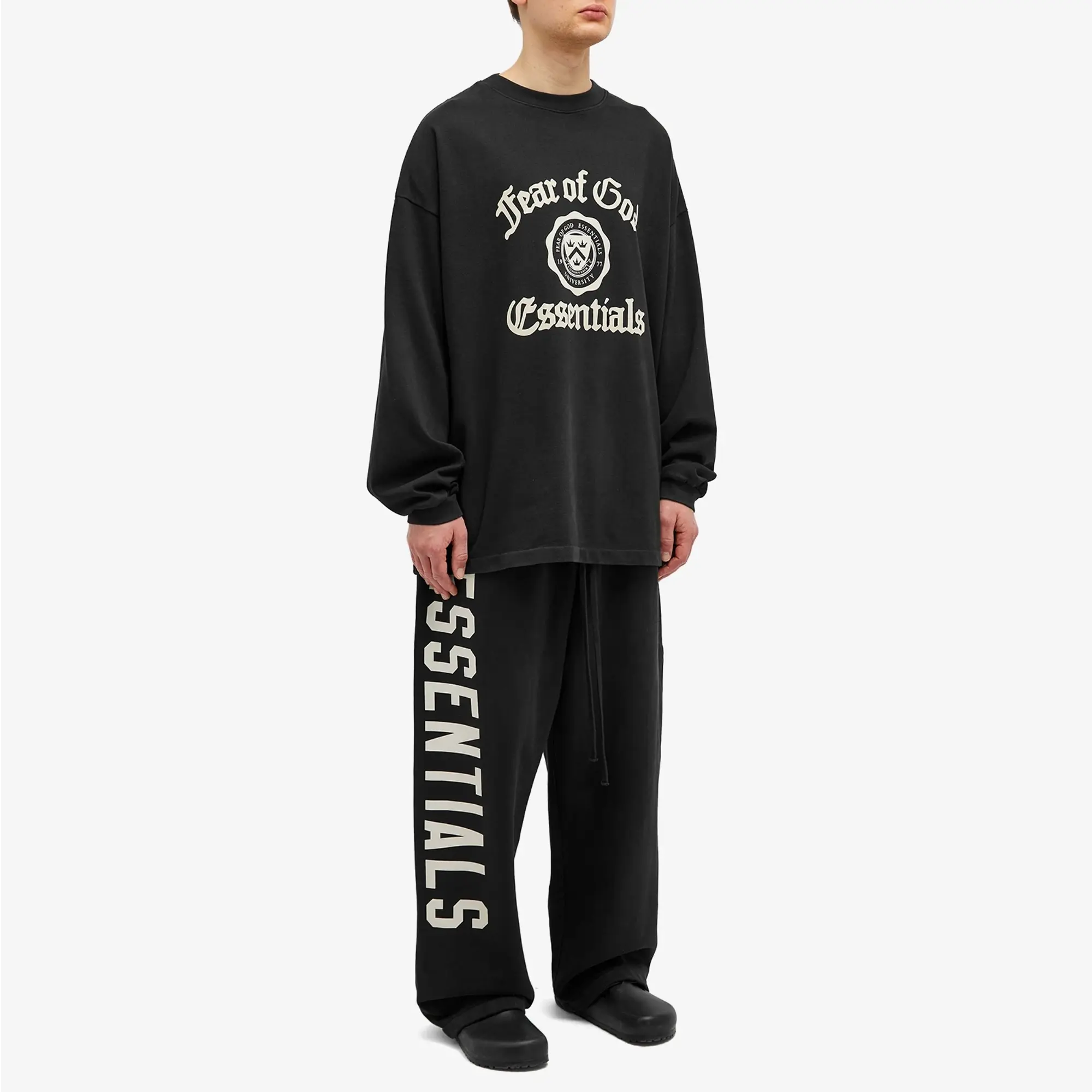 Fear of God ESSENTIALS Men's University Long Sleeve T-Shirt Black