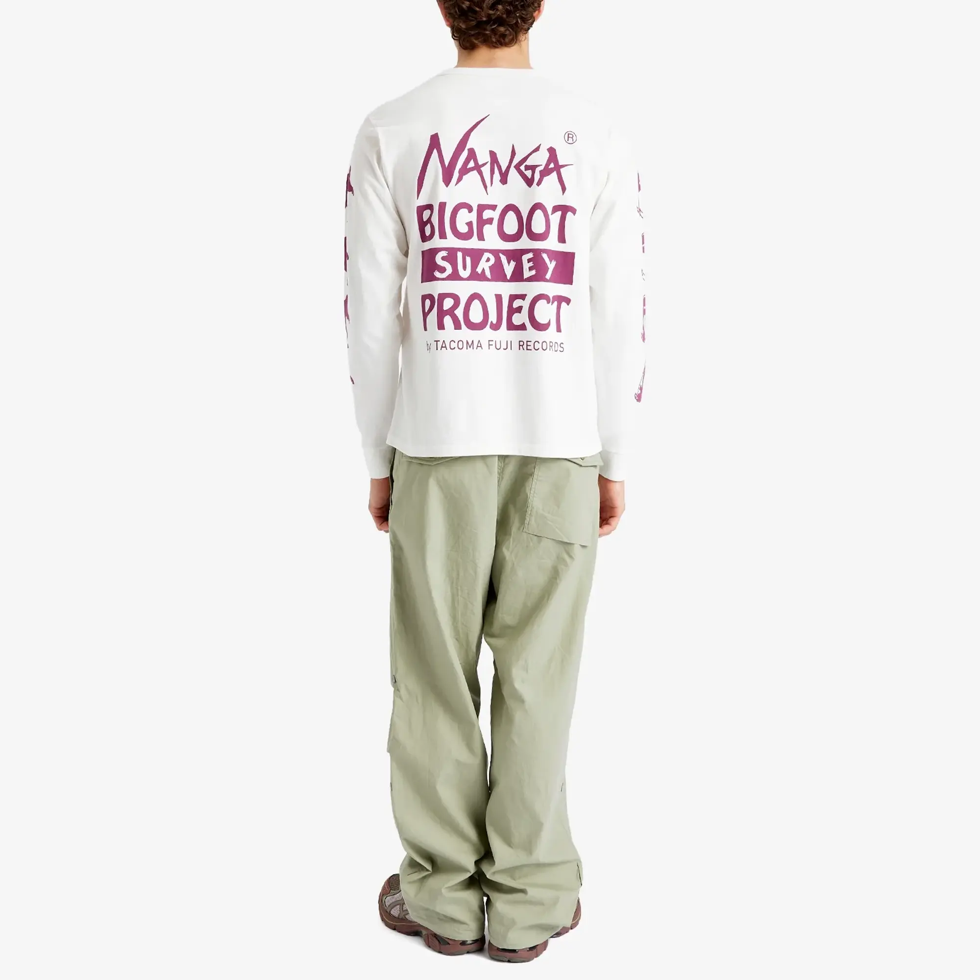 Nanga Men's x Tacoma Fuji Records Logo Long Sleeve T-Shirt White