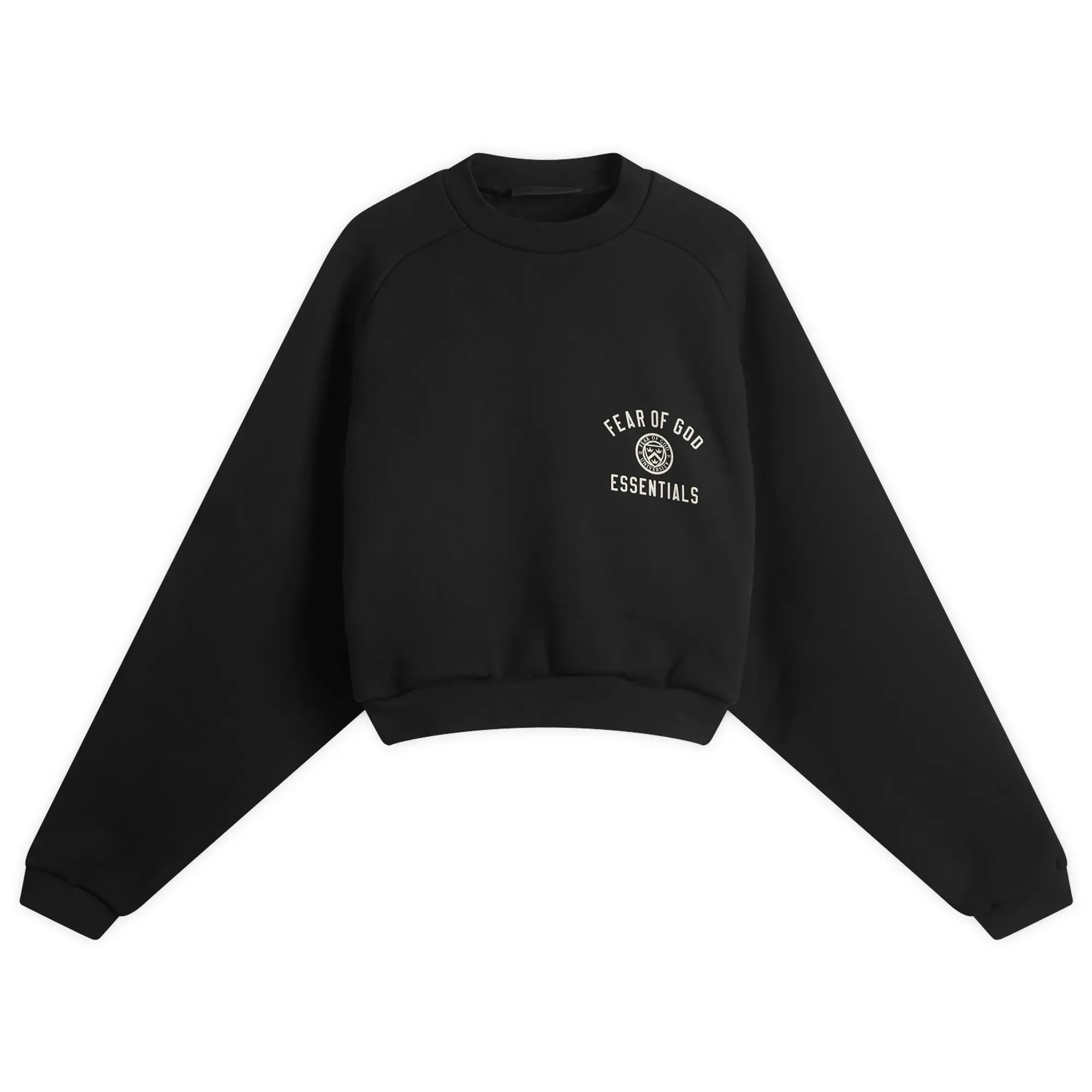 Fear of God ESSENTIALS Women's Fleece Cropped Crew Sweatshirt Black