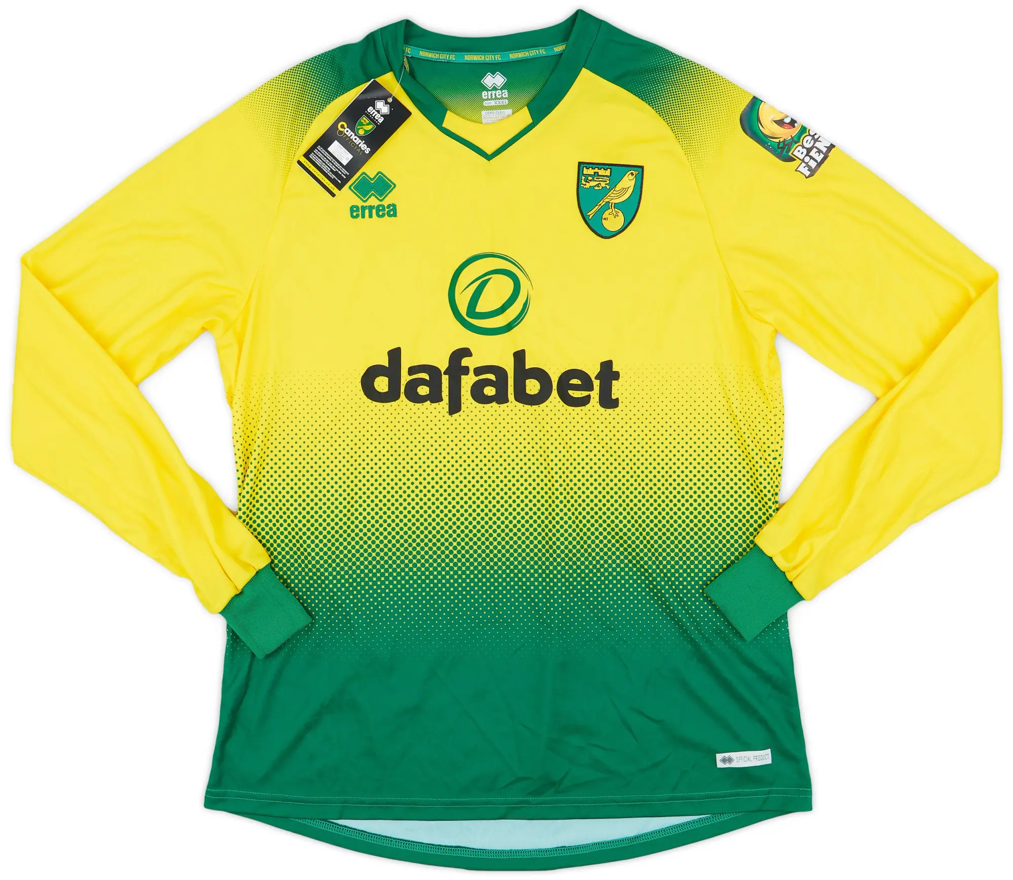 Errea 2019-20 Norwich Home L/S Shirt (3XL)