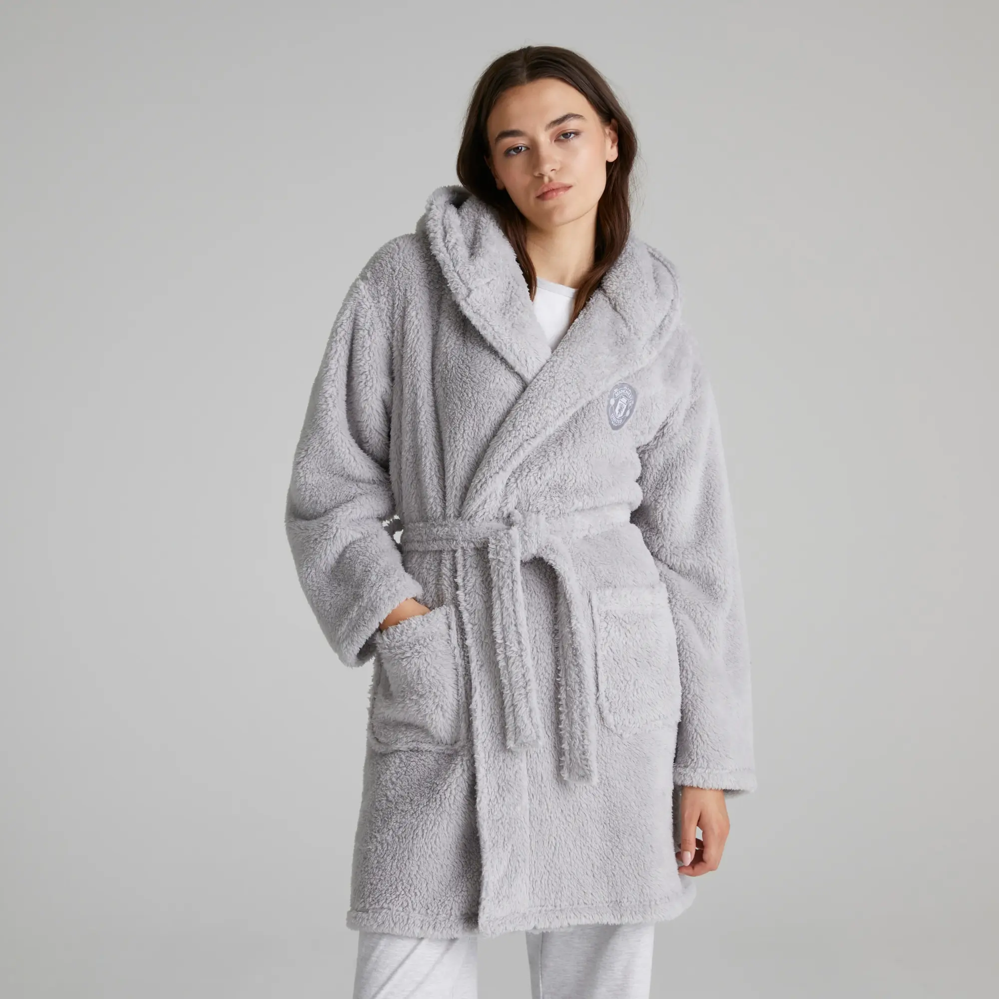 BRECREST Manchester United Womens Dressing Gown Grey