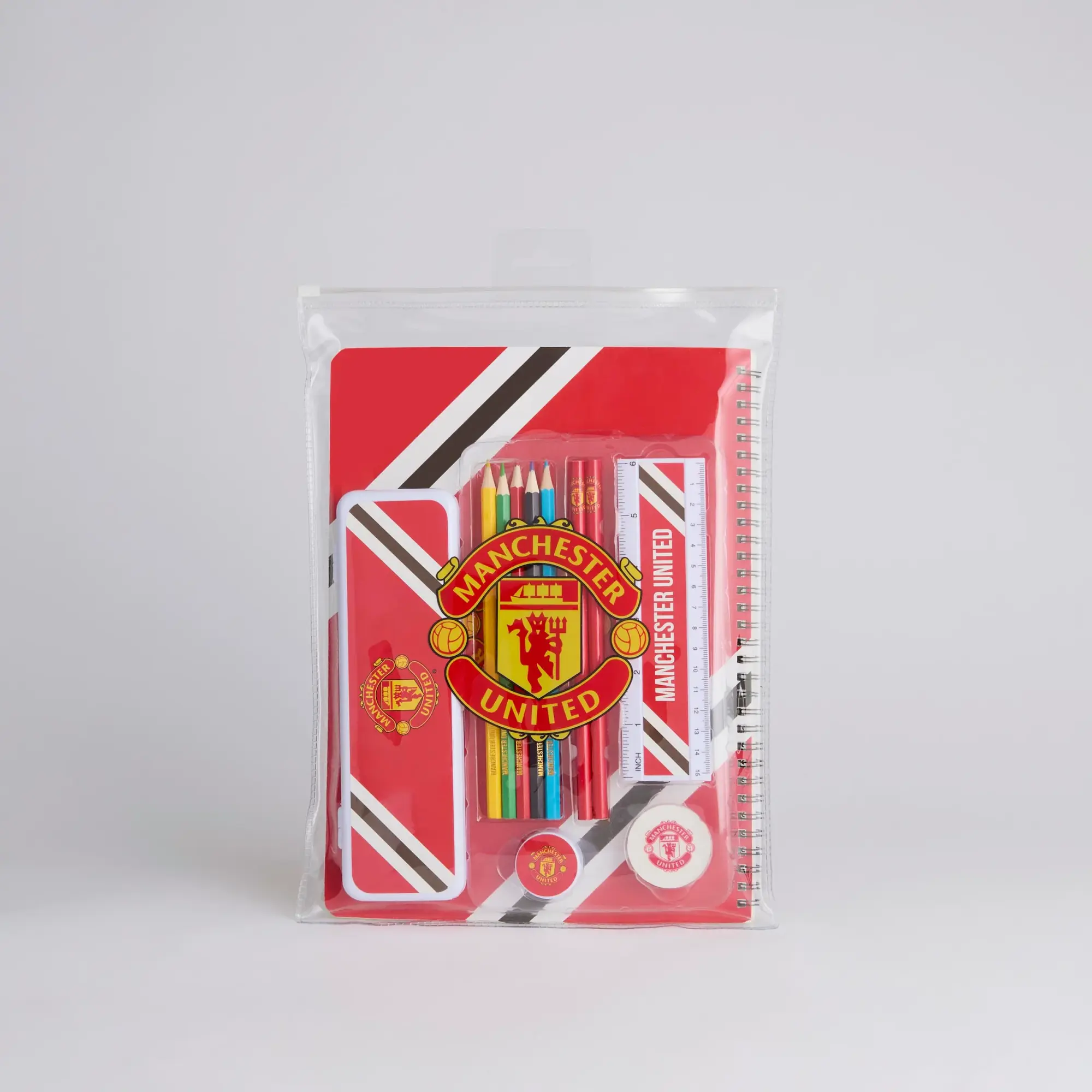FOCO Manchester United Core Stripe A4 Stationery Set 13 Piece Red