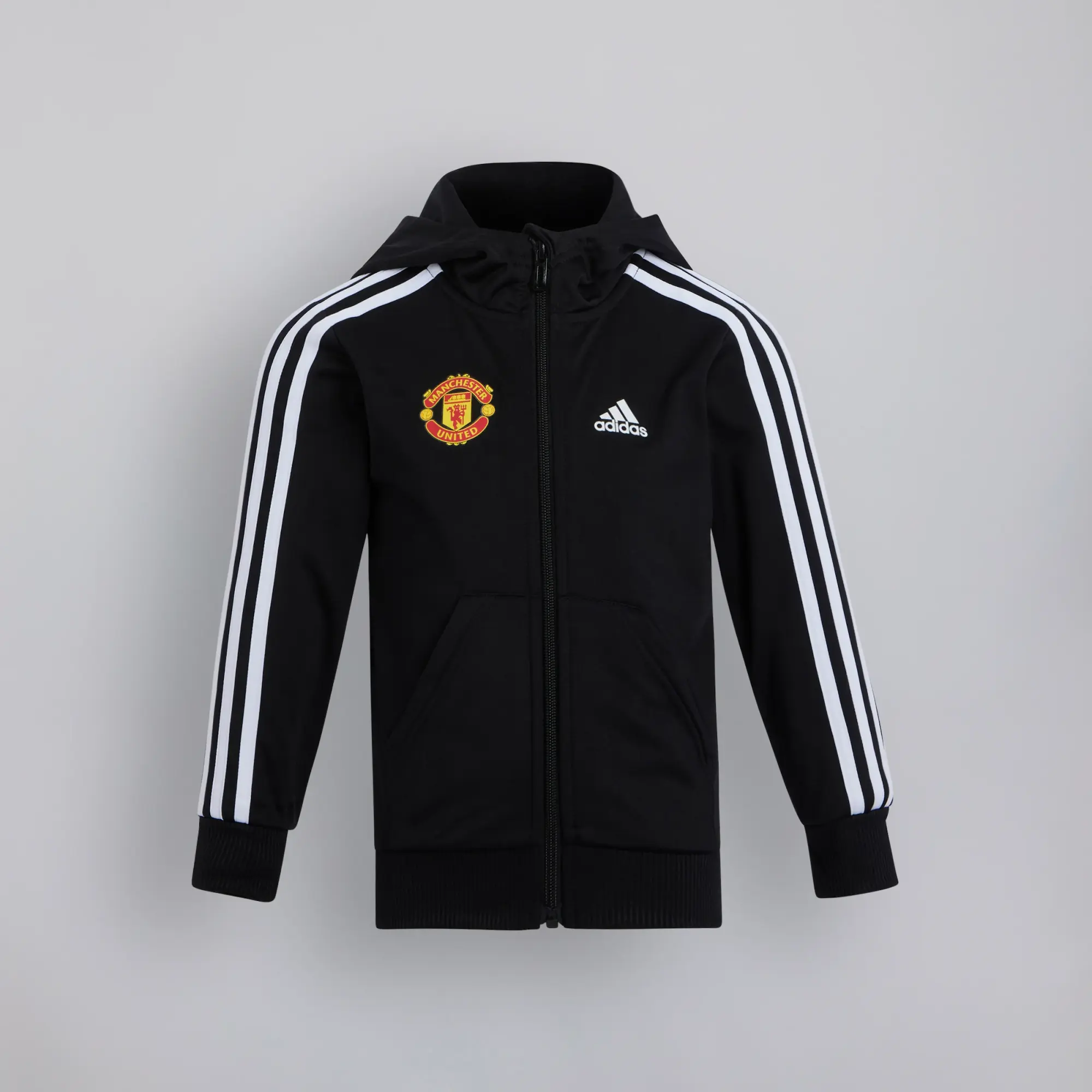 Manchester United x adidas Little Kids Essentials 3-Stripes Shiny Tracksuit Black