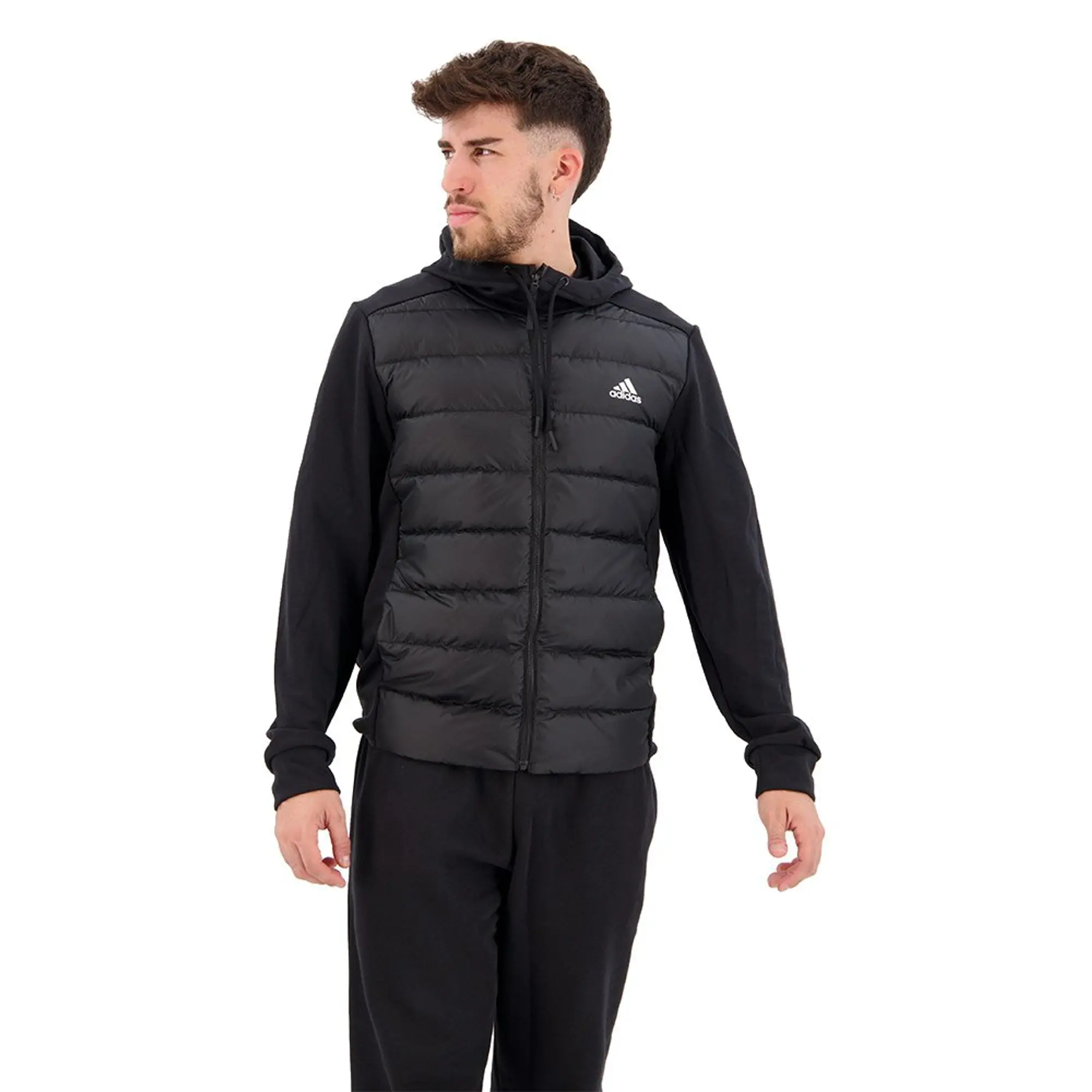Manchester United x adidas Essentials Hybrid Down Hooded Jacket Black