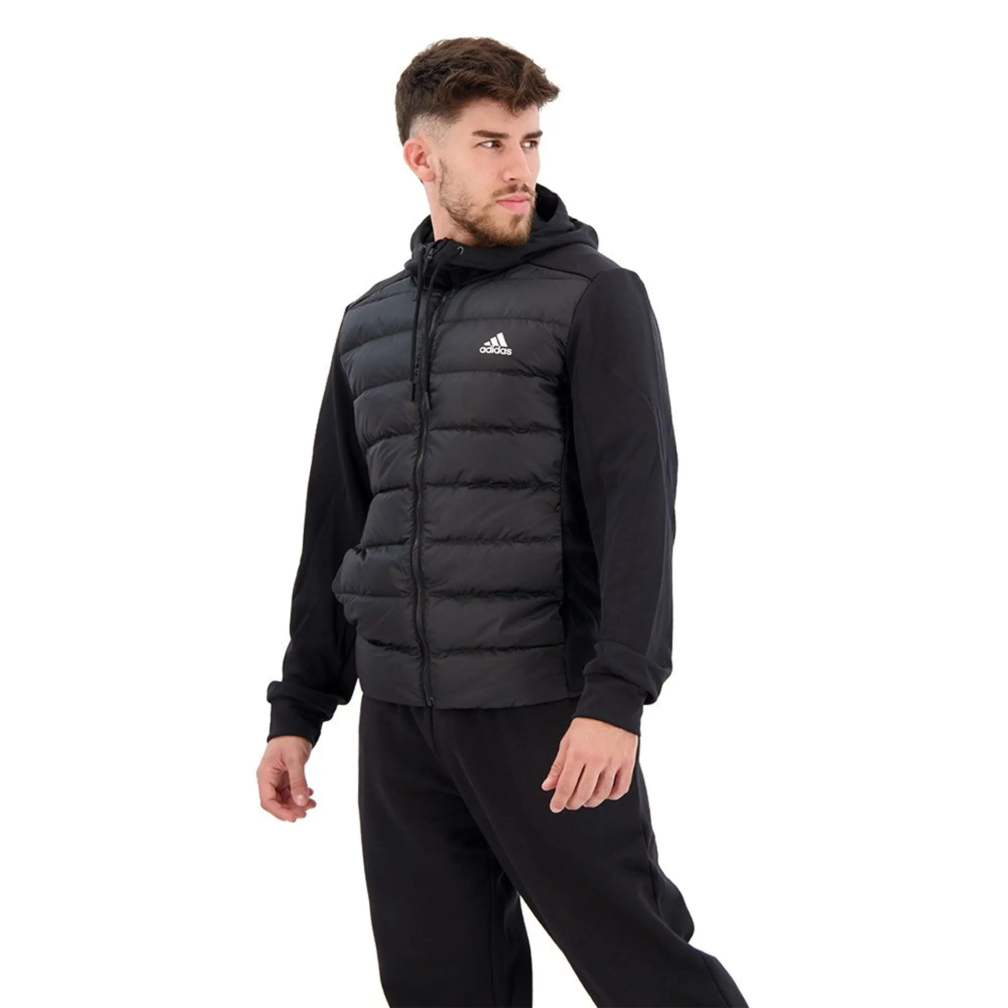 Manchester United x adidas Essentials Hybrid Down Hooded Jacket Black