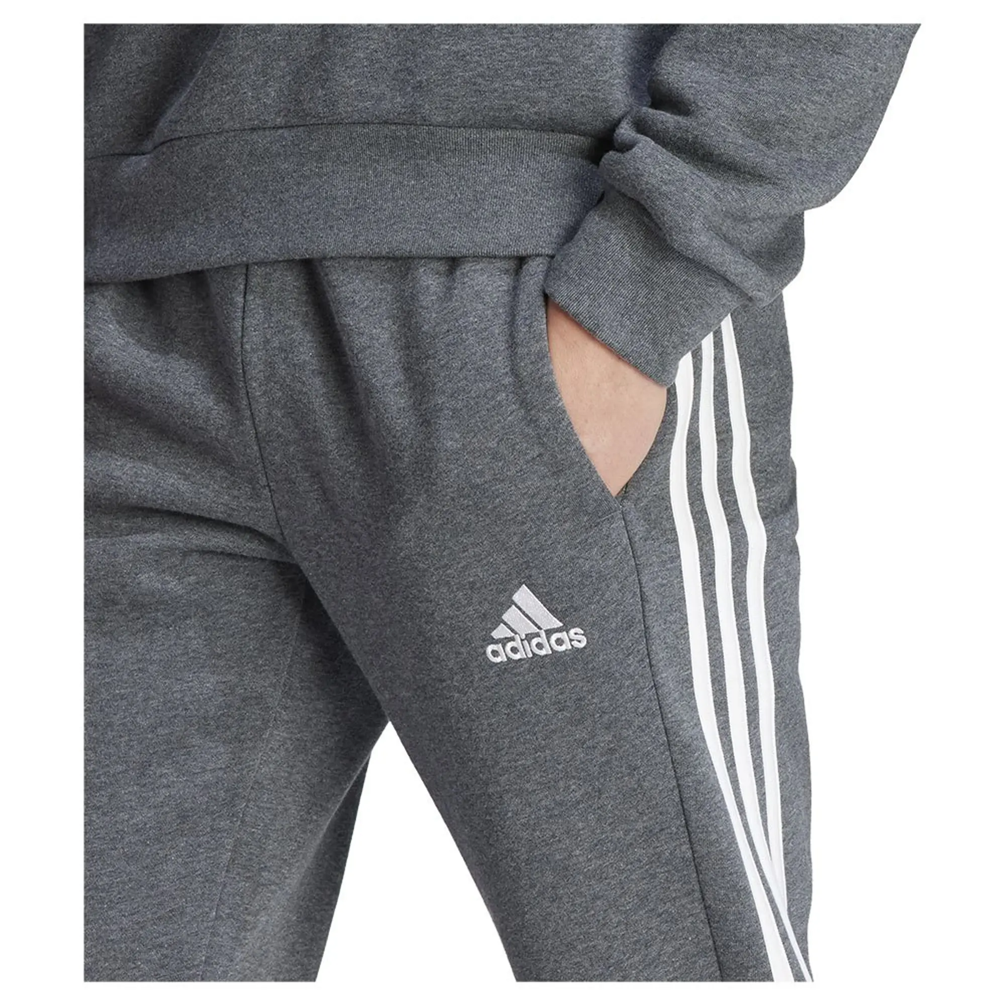 Manchester United x adidas Mens Essentials Fleece 3-Stripes Tapered Joggers Grey
