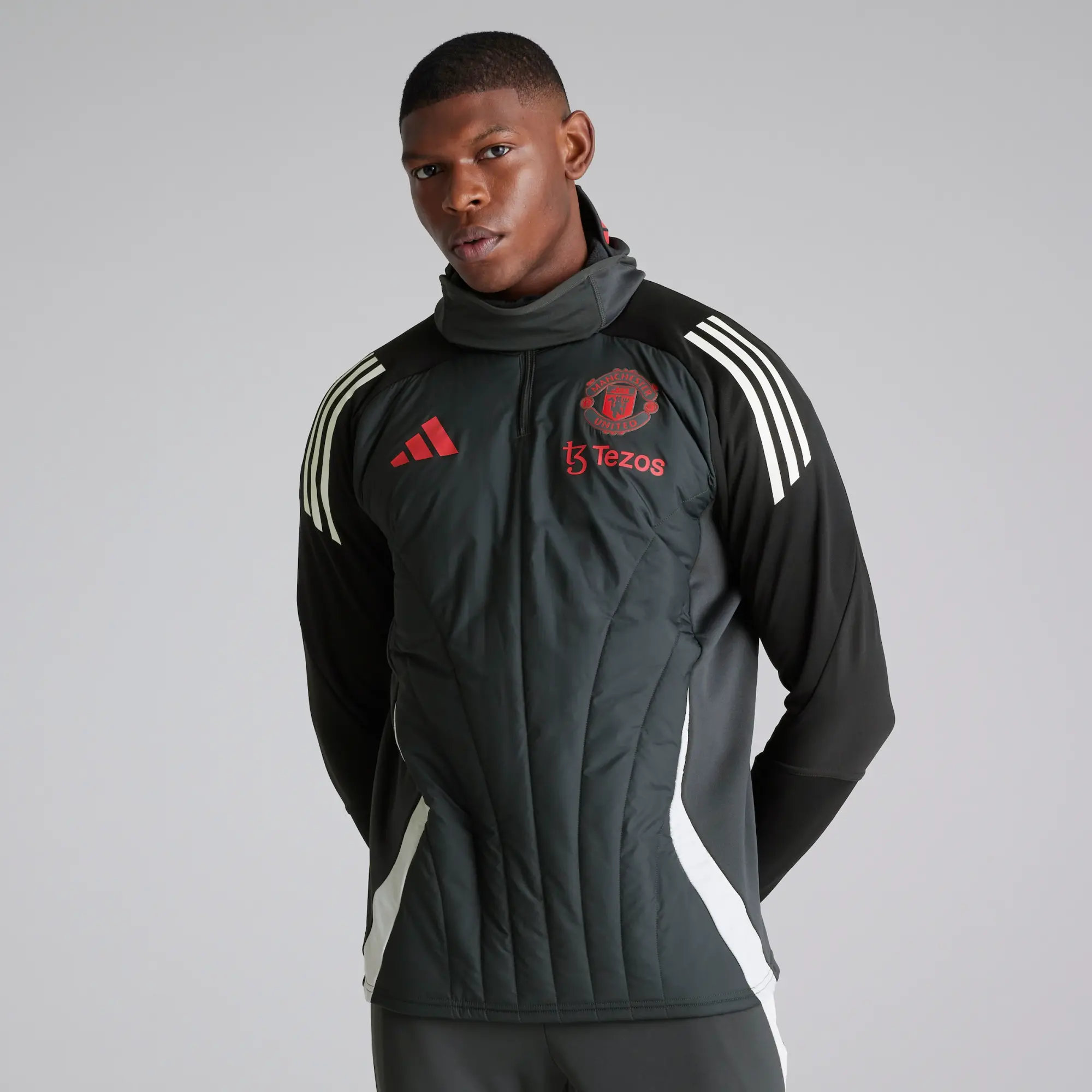 adidas Manchester United European Training Tiro 24 Winterised Hybrid Jacket Dark Grey