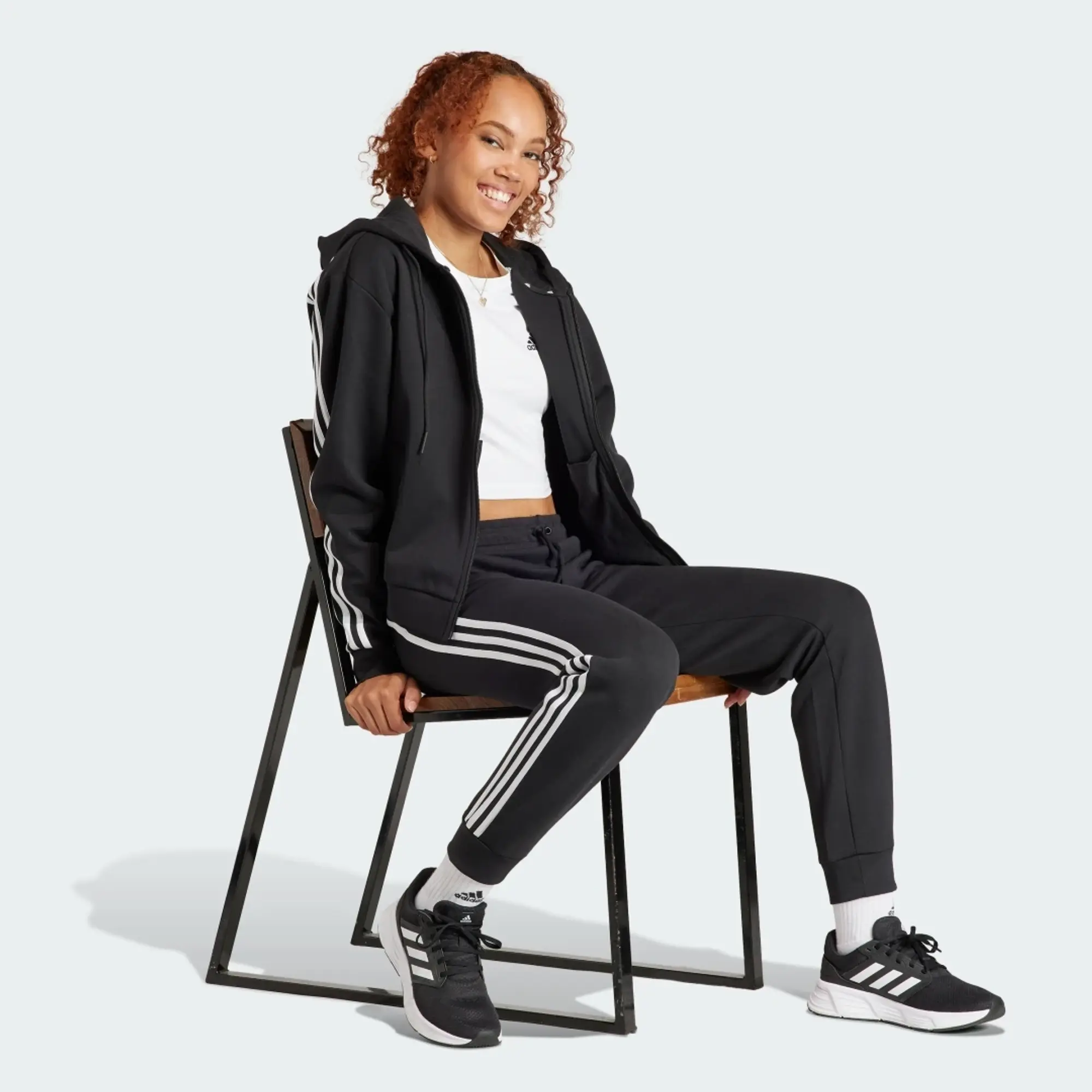 Manchester United x adidas Womens Future Icons 3-Stripes Full Zip Hoodie Black