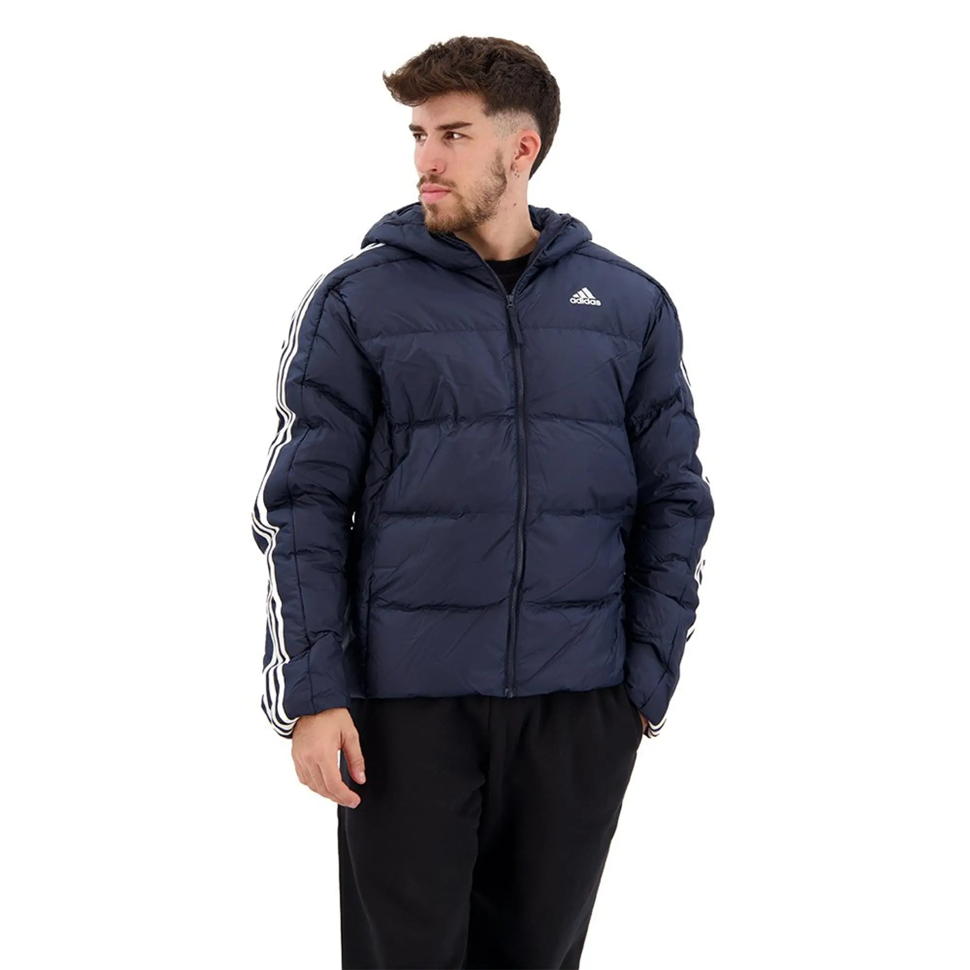 Manchester United x adidas Essentials Midweight Down Hooded Jacket Navy