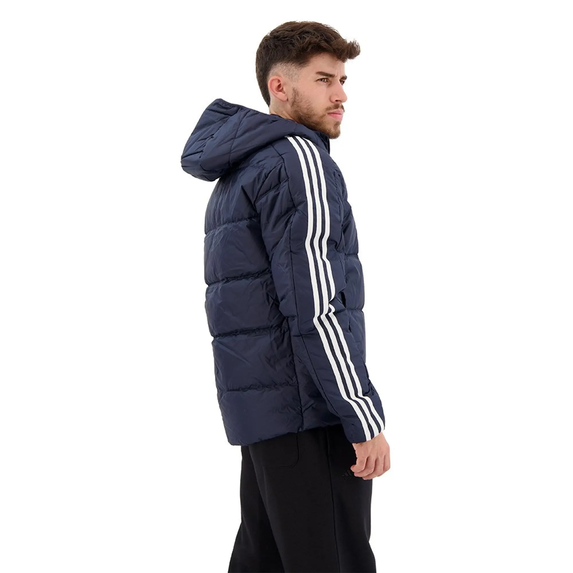 Manchester United x adidas Essentials Midweight Down Hooded Jacket Navy