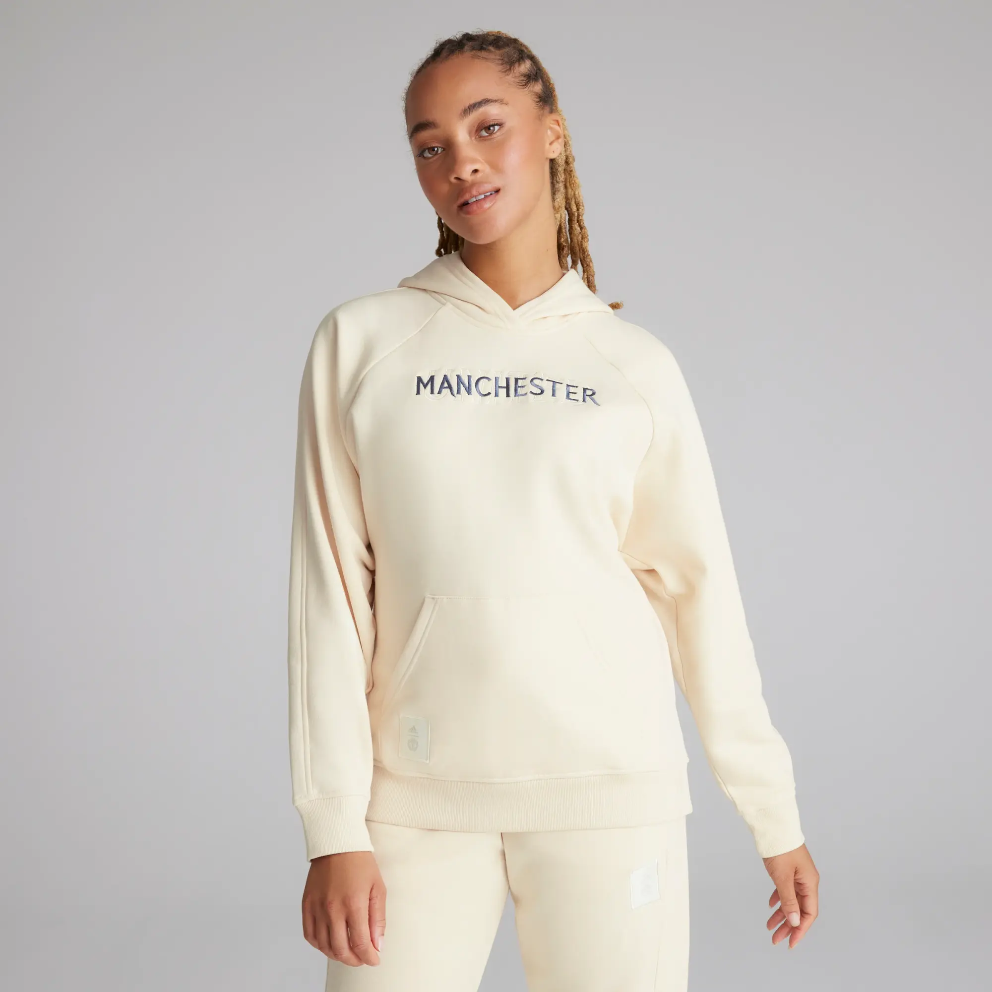 Manchester United x adidas Womens SZN Fleece Overhead Hoodie White