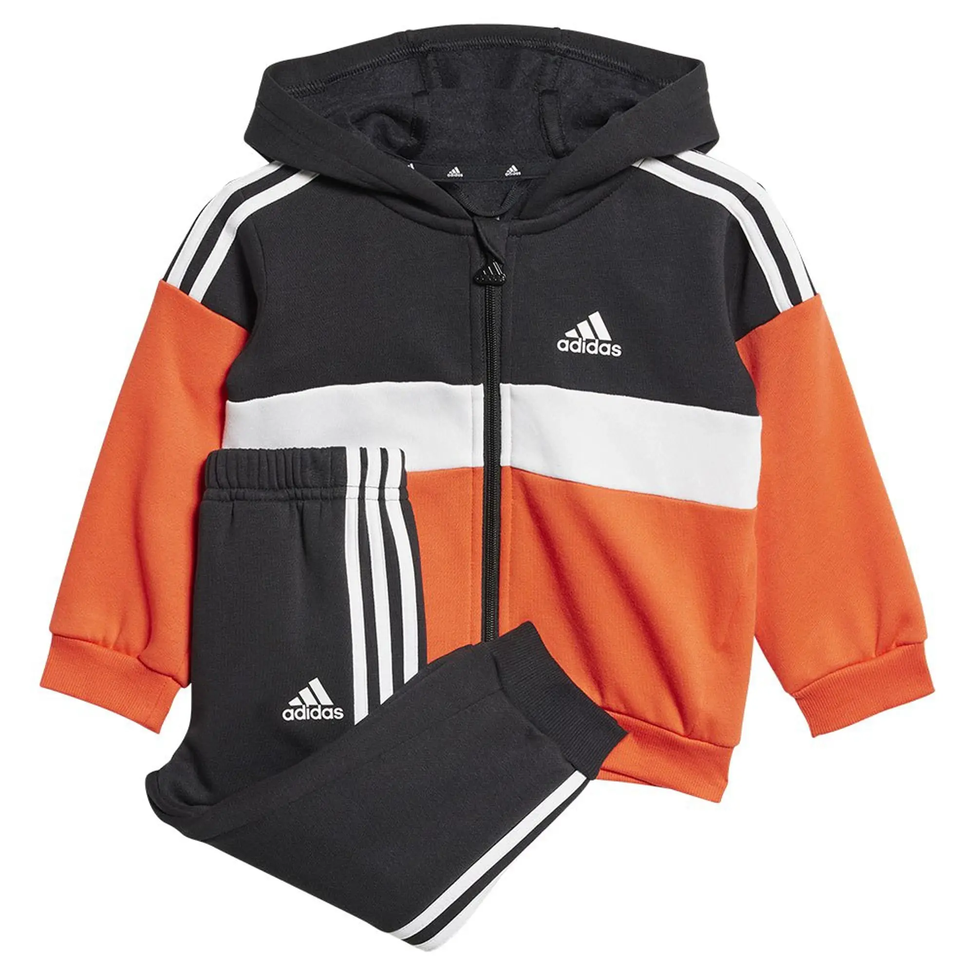 Manchester United x adidas Infant Tiberio 3-Stripes Colourblock Fleece Tracksuit Black