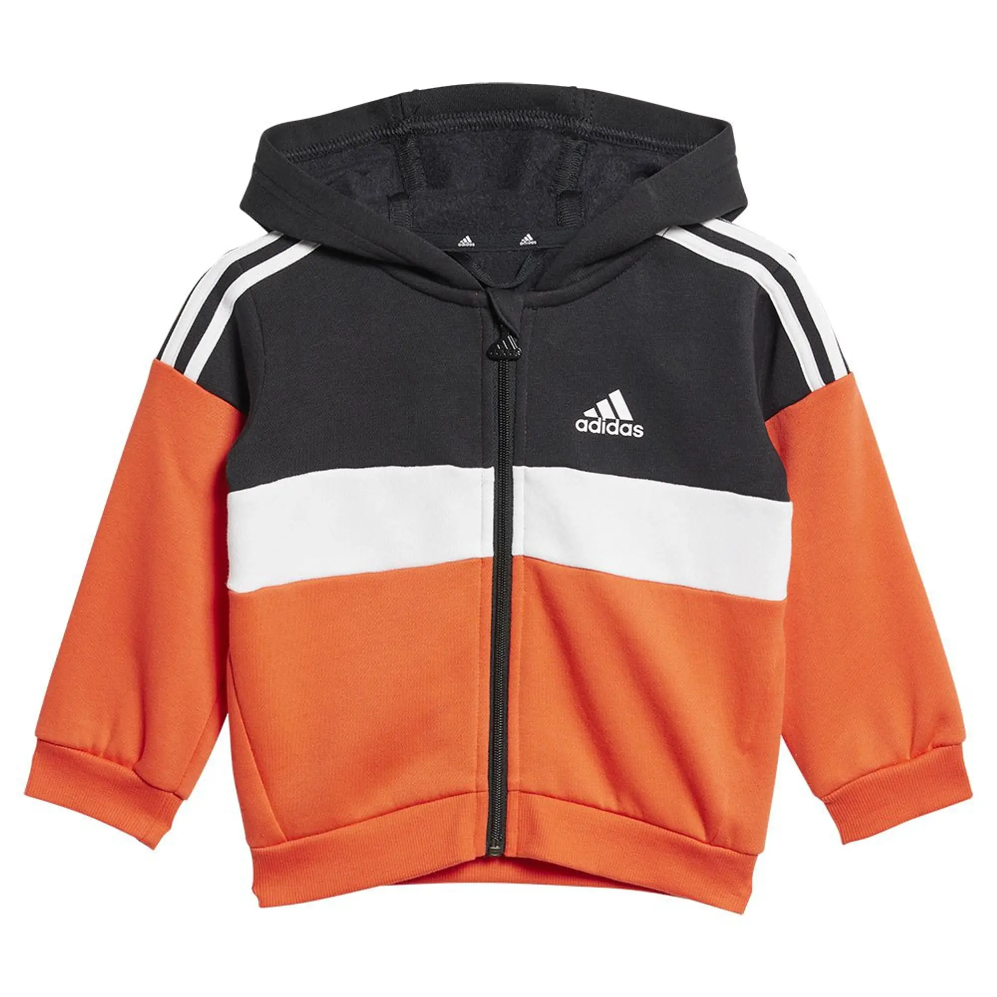 Manchester United x adidas Infant Tiberio 3-Stripes Colourblock Fleece Tracksuit Black