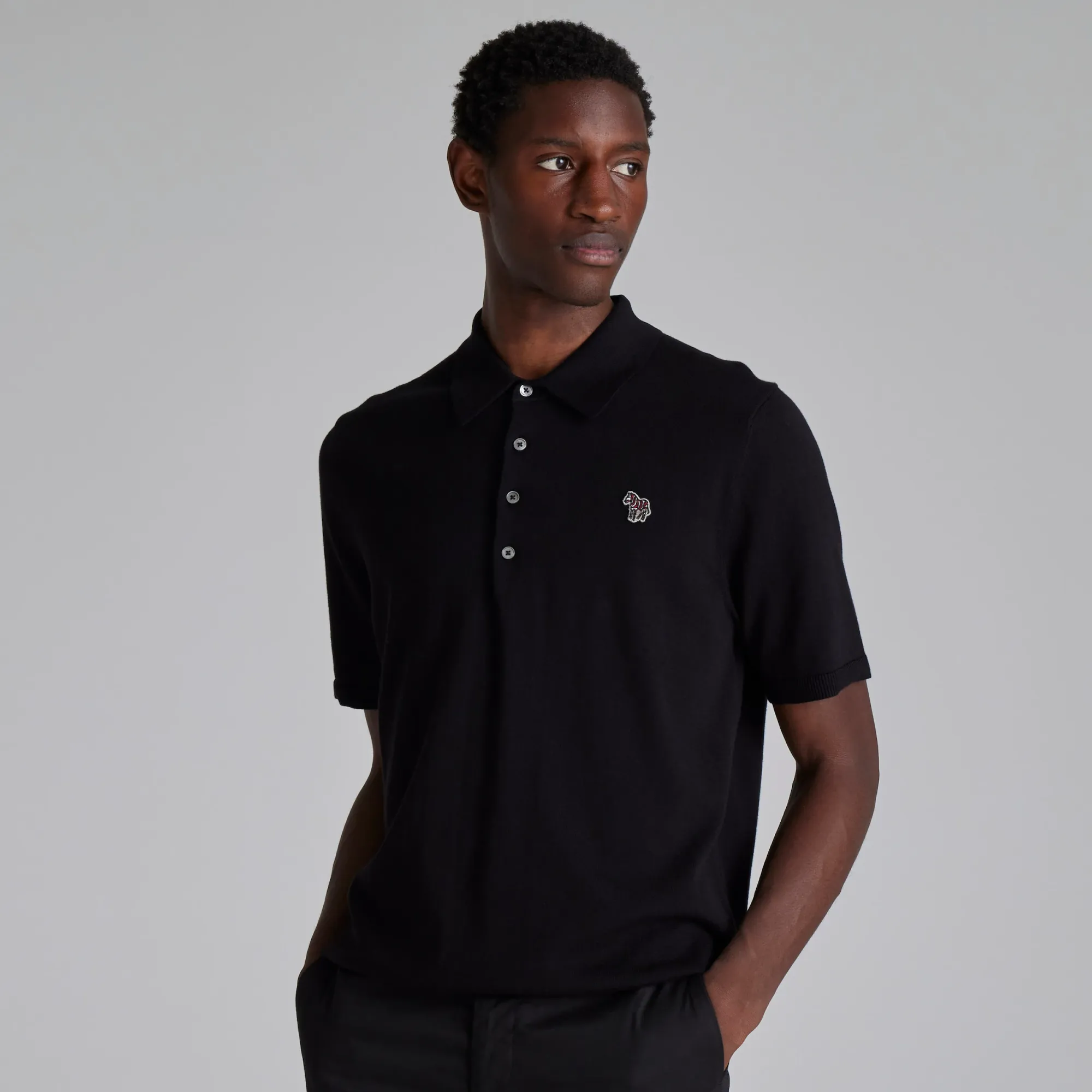 Manchester United x Paul Smith Mens Knitted Long Sleeve Polo Black