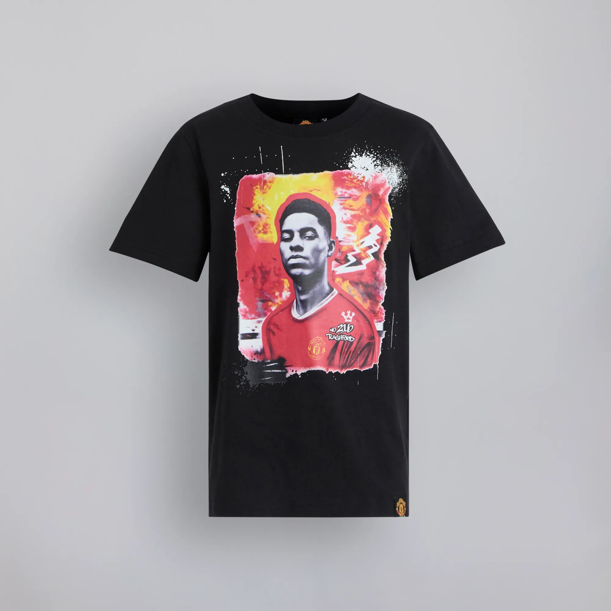 RAW Manchester United Kids Graffiti Rashford T-Shirt Black