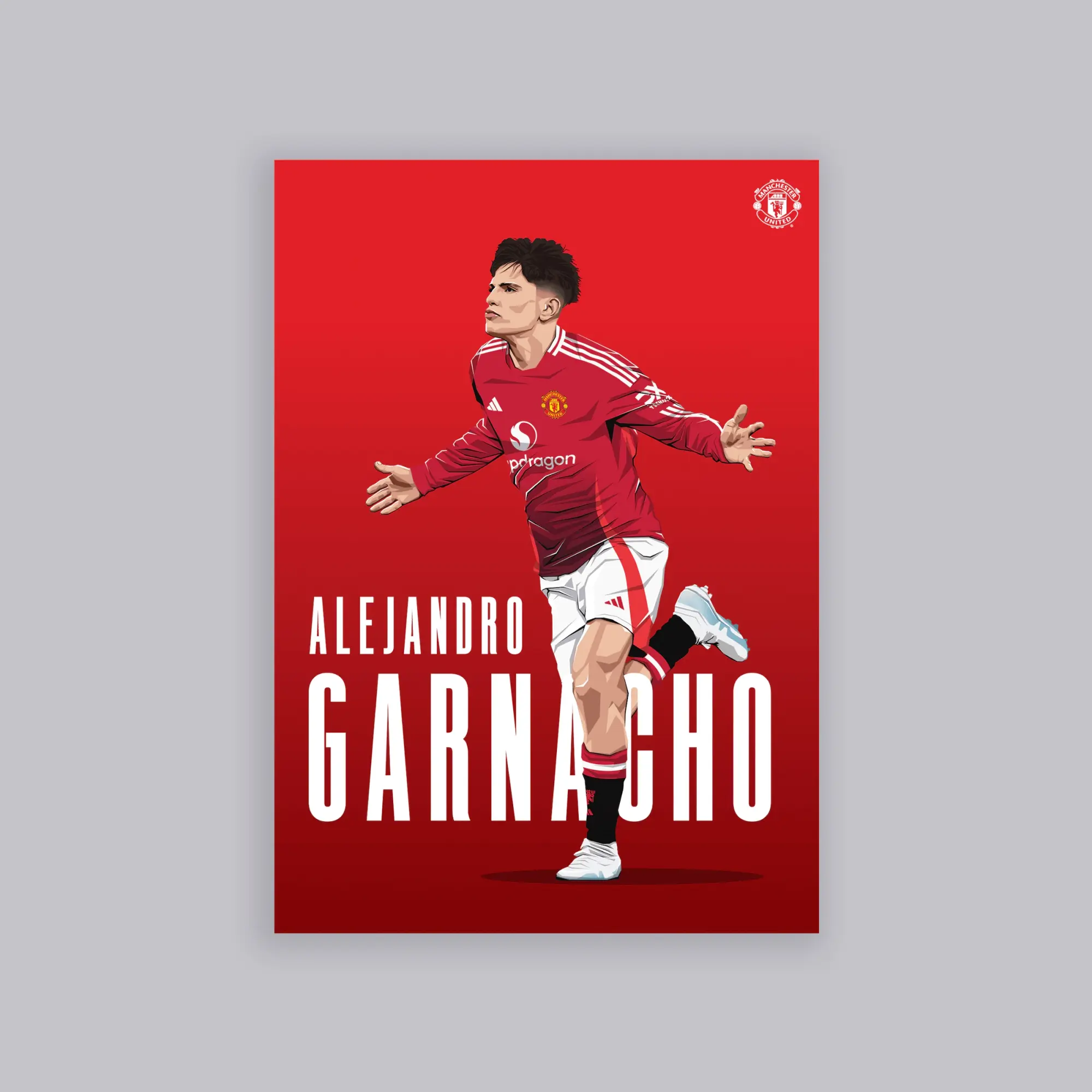 WUNDUR Manchester United Garnacho Illustrated A2 Poster Red