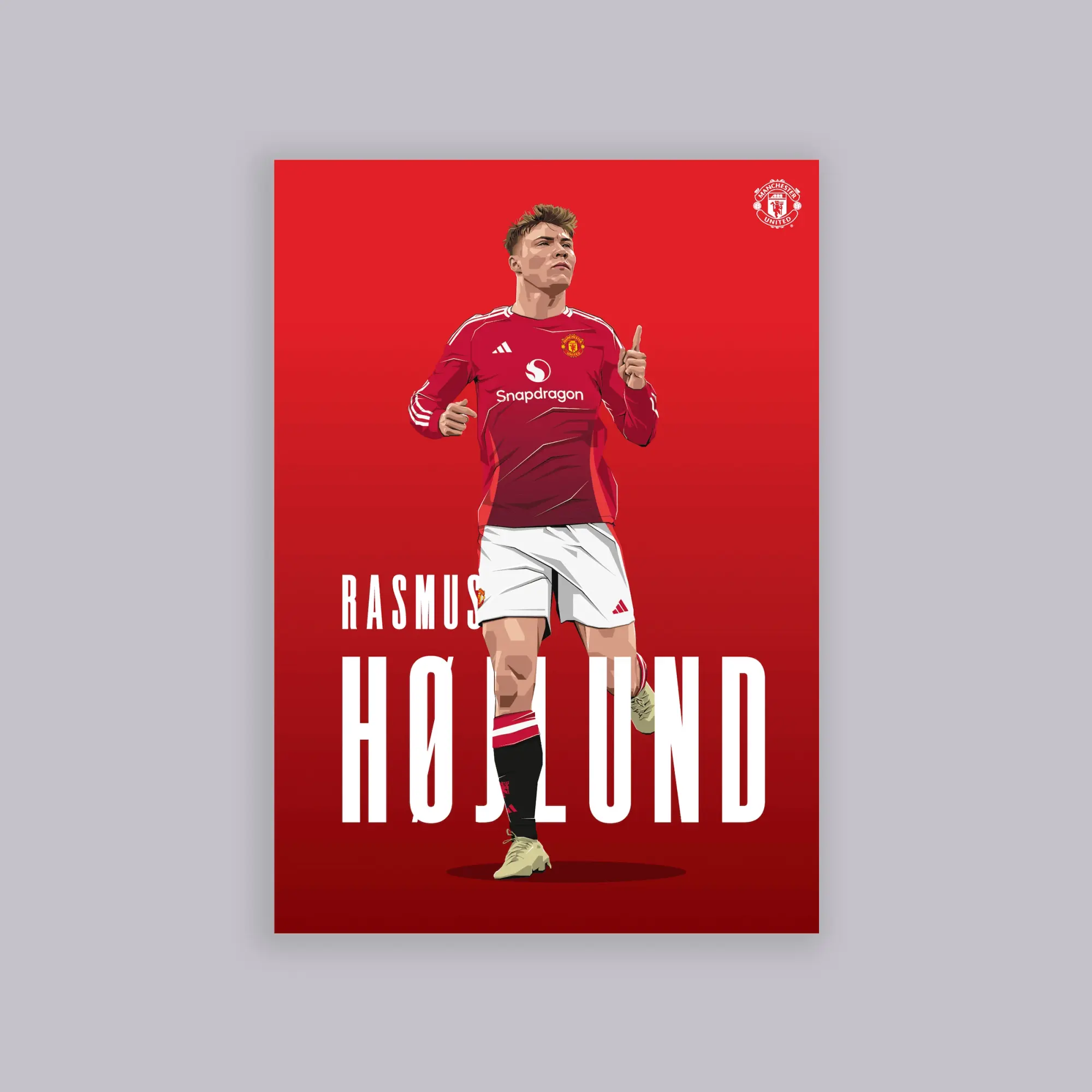 WUNDUR Manchester United Hojlund Illustrated A2 Poster Red