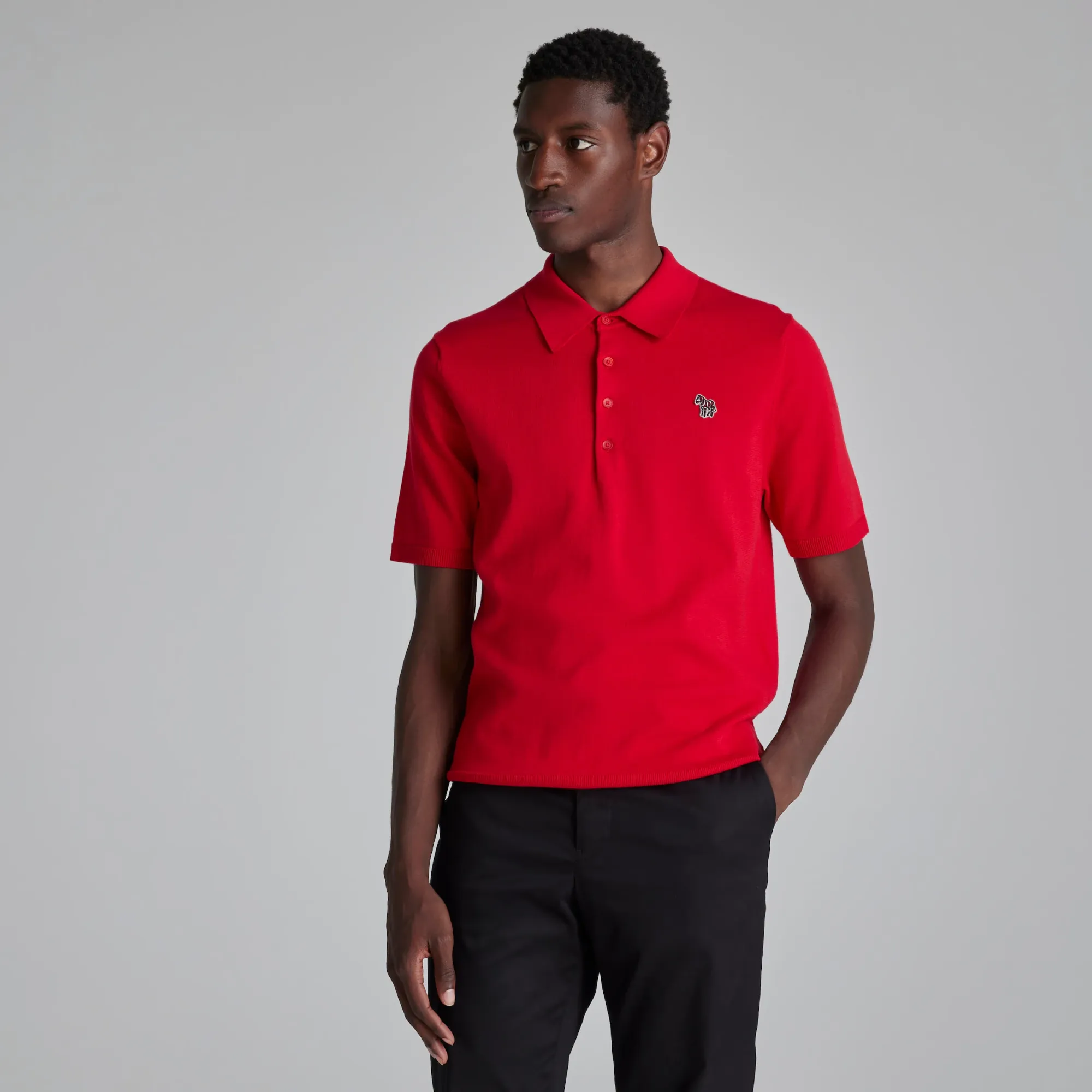 Manchester United x Paul Smith Mens Knitted Long Sleeve Polo Red