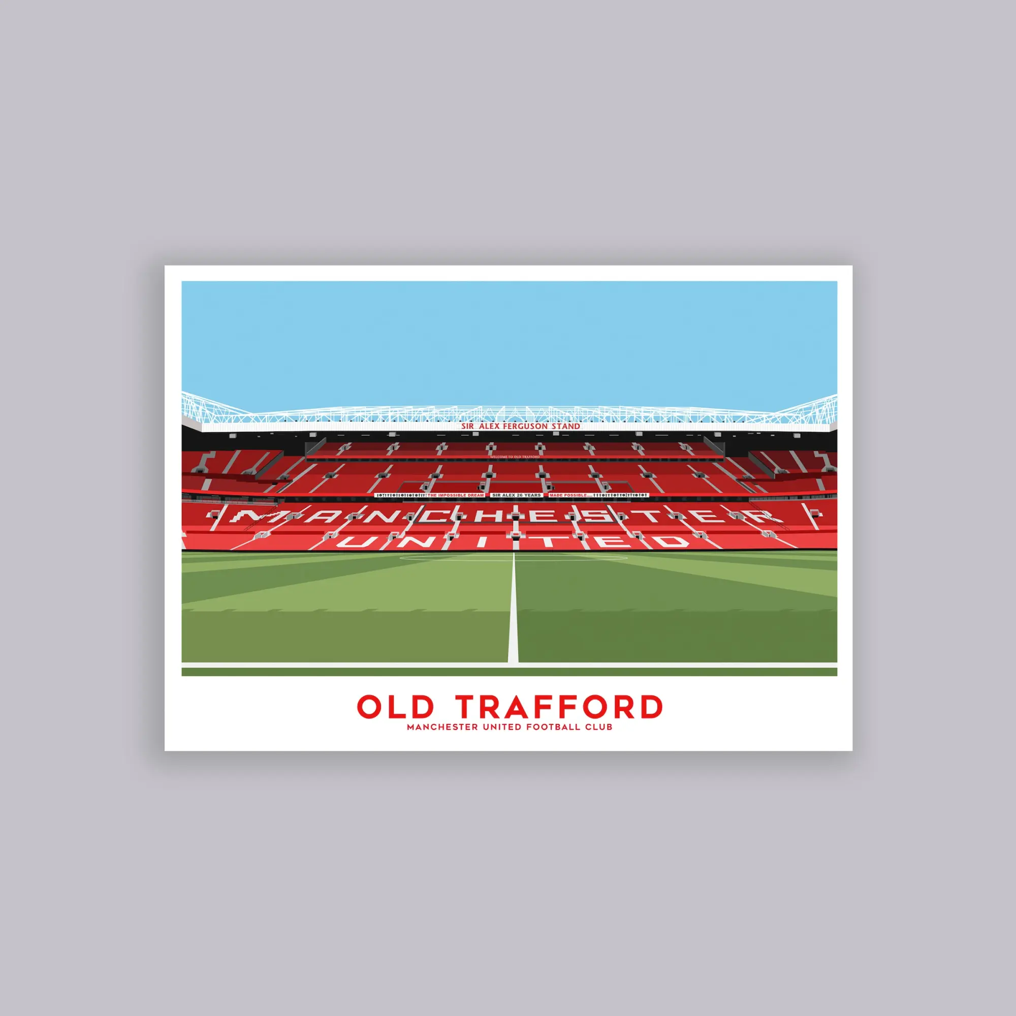 WUNDUR Manchester United Old Trafford SAF Illustration Poster A2 Multi