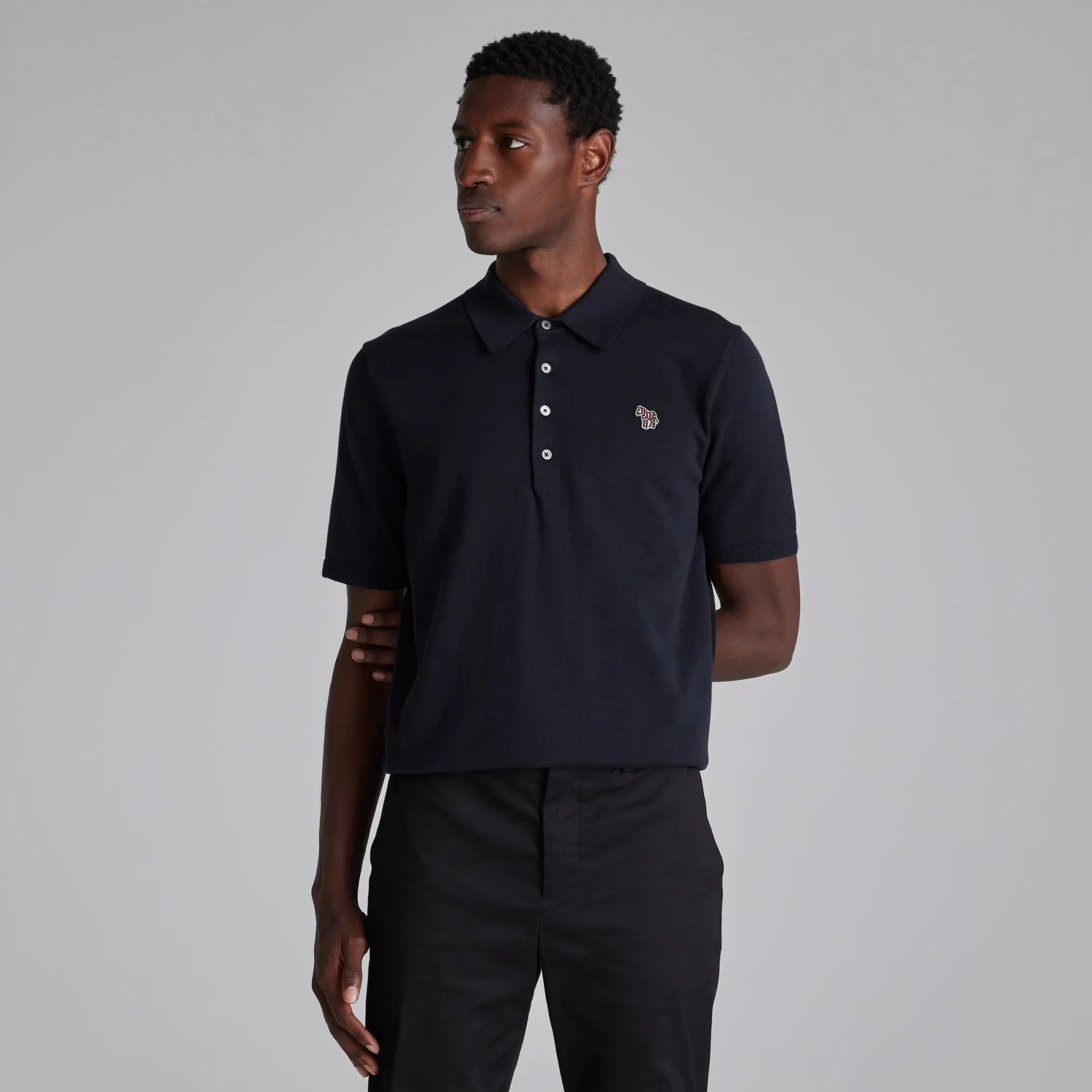 Manchester United x Paul Smith Mens Knitted Long Sleeve Polo Navy